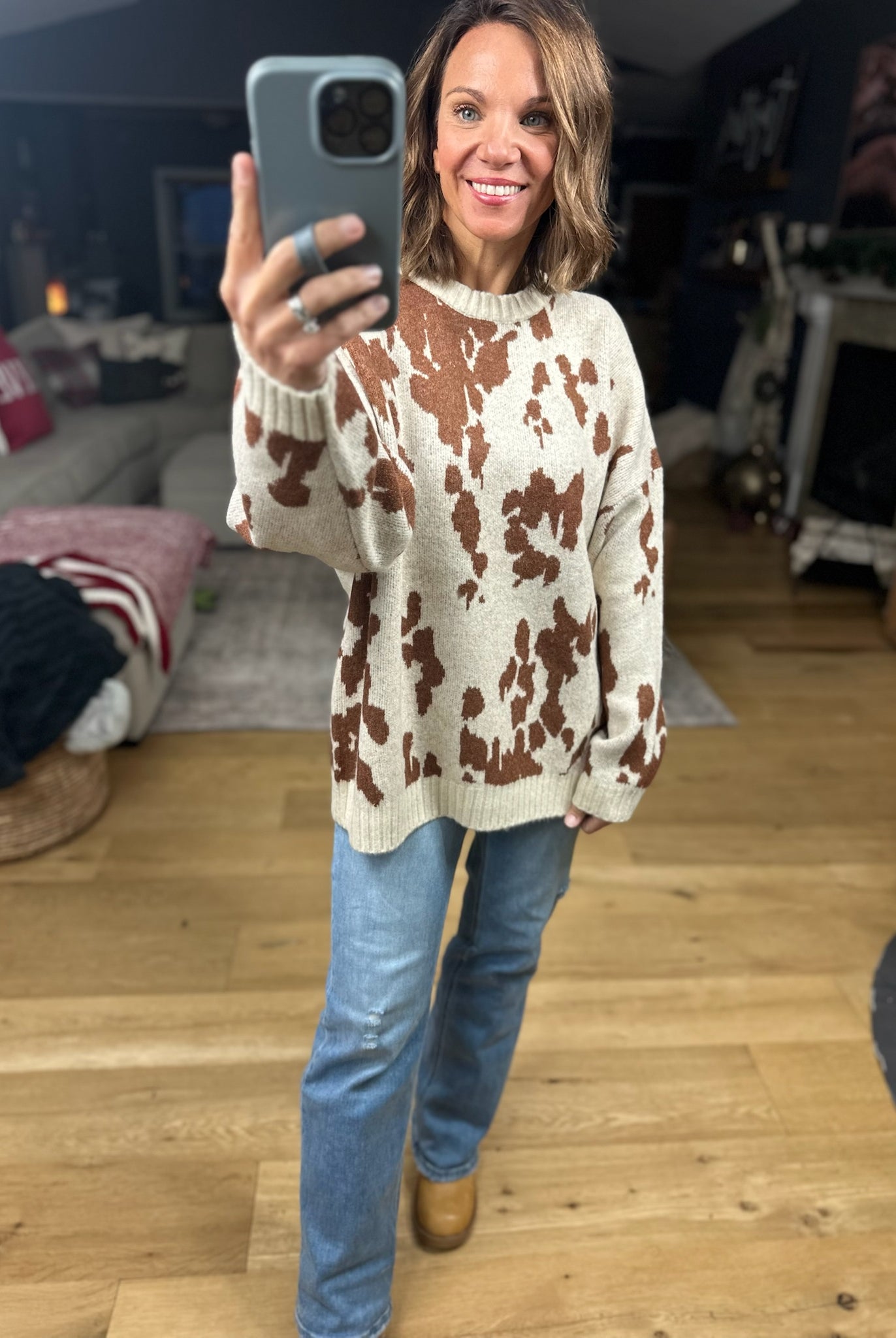 Spotted By You Printed Sweater-Sweaters-By Together-Anna Kaytes Boutique, Women's Fashion Boutique in Grinnell, Iowa