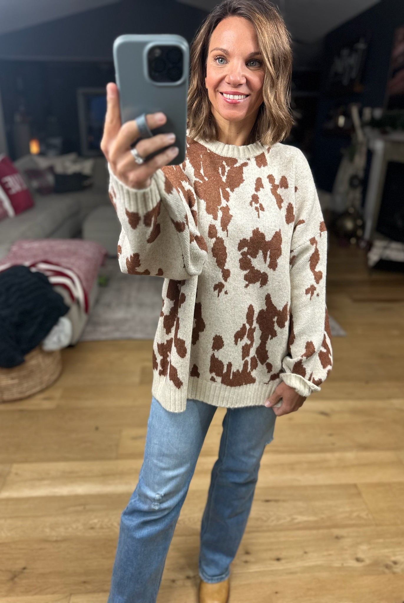 Spotted By You Printed Sweater-Sweaters-By Together-Anna Kaytes Boutique, Women's Fashion Boutique in Grinnell, Iowa