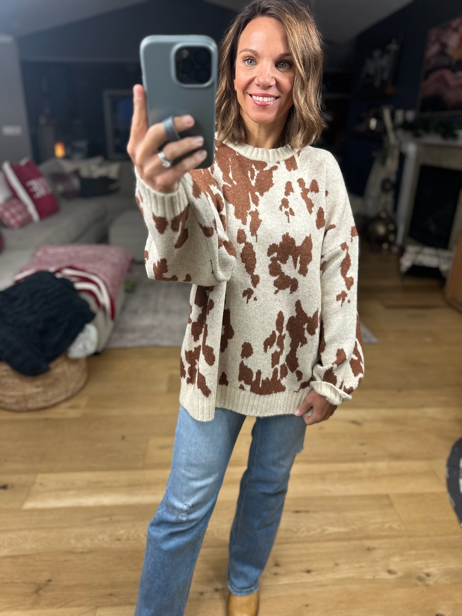 Spotted By You Printed Sweater-Sweaters-By Together-Anna Kaytes Boutique, Women's Fashion Boutique in Grinnell, Iowa