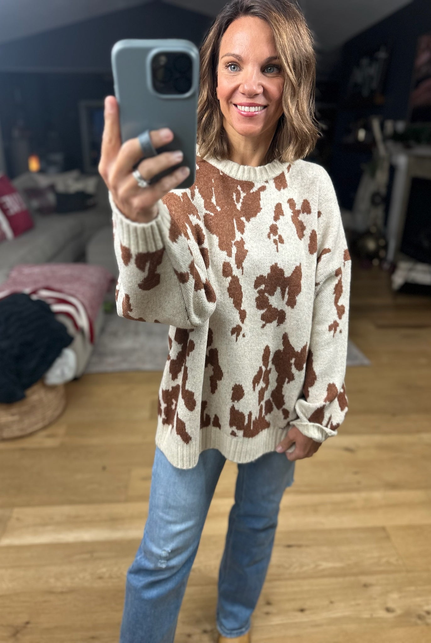 Spotted By You Printed Sweater-Sweaters-By Together-Anna Kaytes Boutique, Women's Fashion Boutique in Grinnell, Iowa