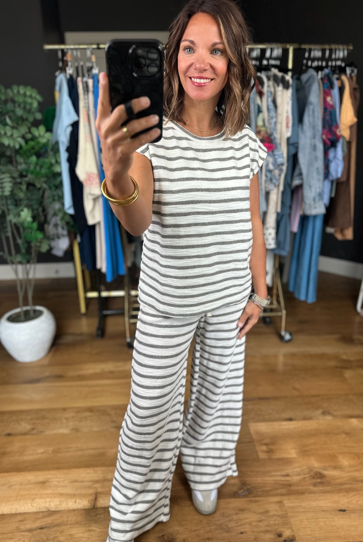 Living In Comfort Striped Two-Piece Set-Two Piece Set-Blu Pepper-Anna Kaytes Boutique, Women's Fashion Boutique in Grinnell, Iowa
