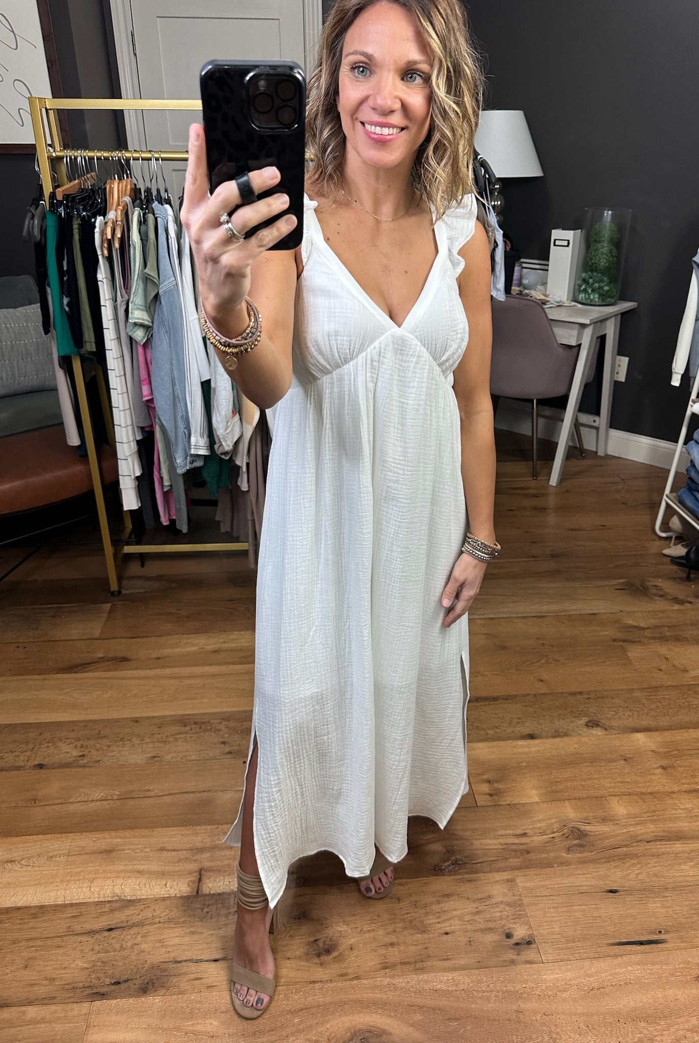 Beachside Flowy Dress - White-Dresses-Wishlist-Anna Kaytes Boutique, Women's Fashion Boutique in Grinnell, Iowa