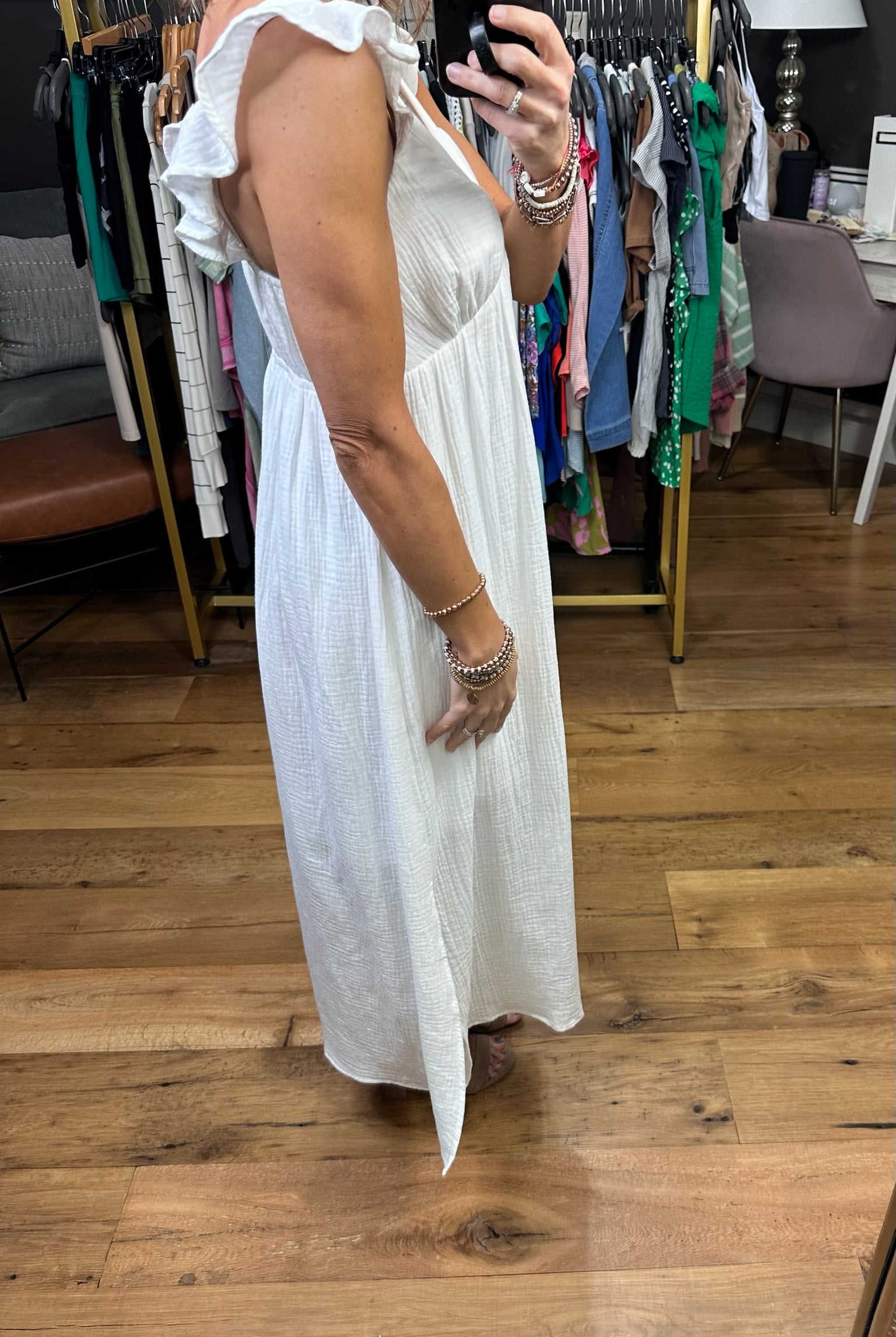 Beachside Flowy Dress - White-Dresses-Wishlist-Anna Kaytes Boutique, Women's Fashion Boutique in Grinnell, Iowa