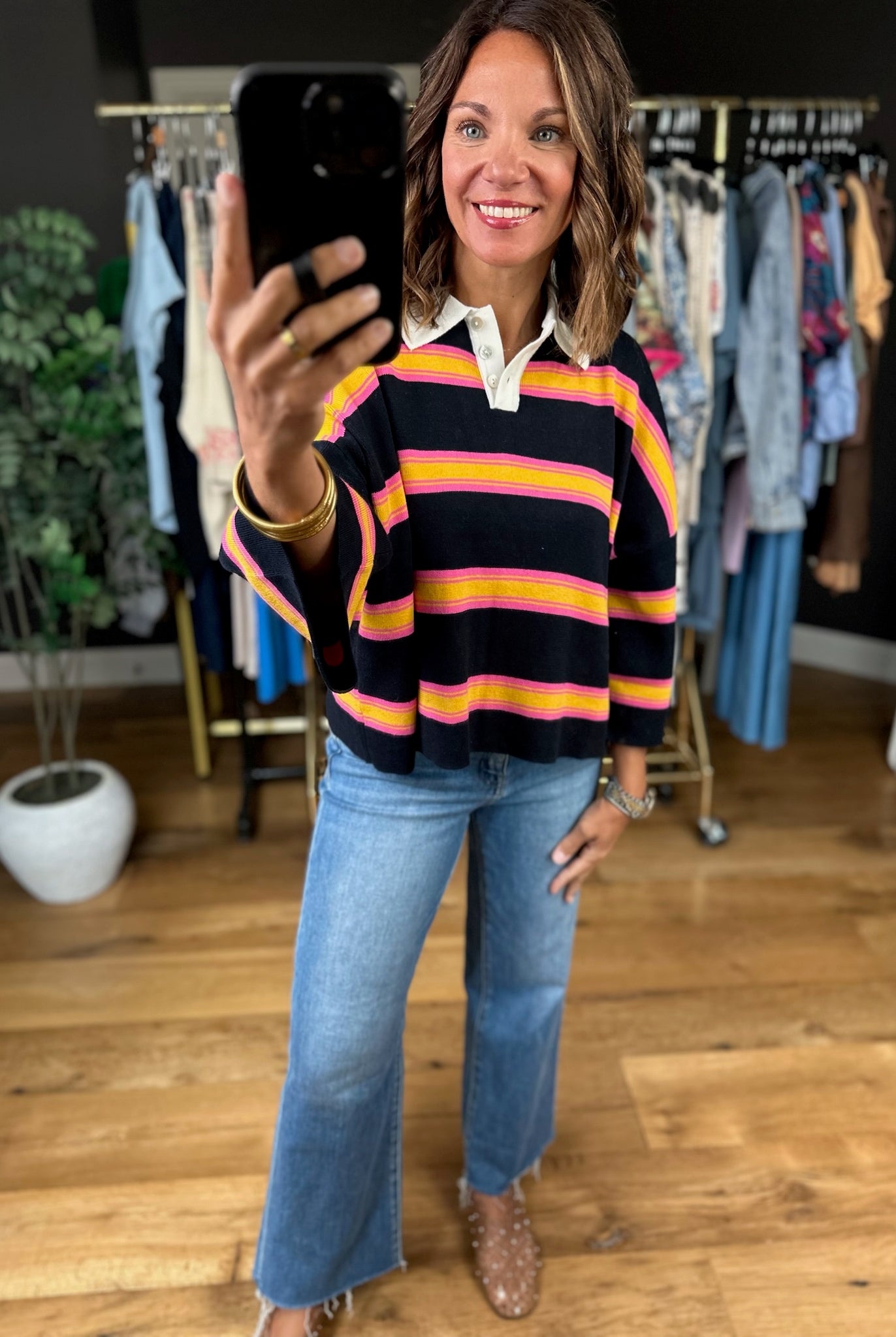 Know The Deal Rugby Polo-Long Sleeves-ee:some-Anna Kaytes Boutique, Women's Fashion Boutique in Grinnell, Iowa
