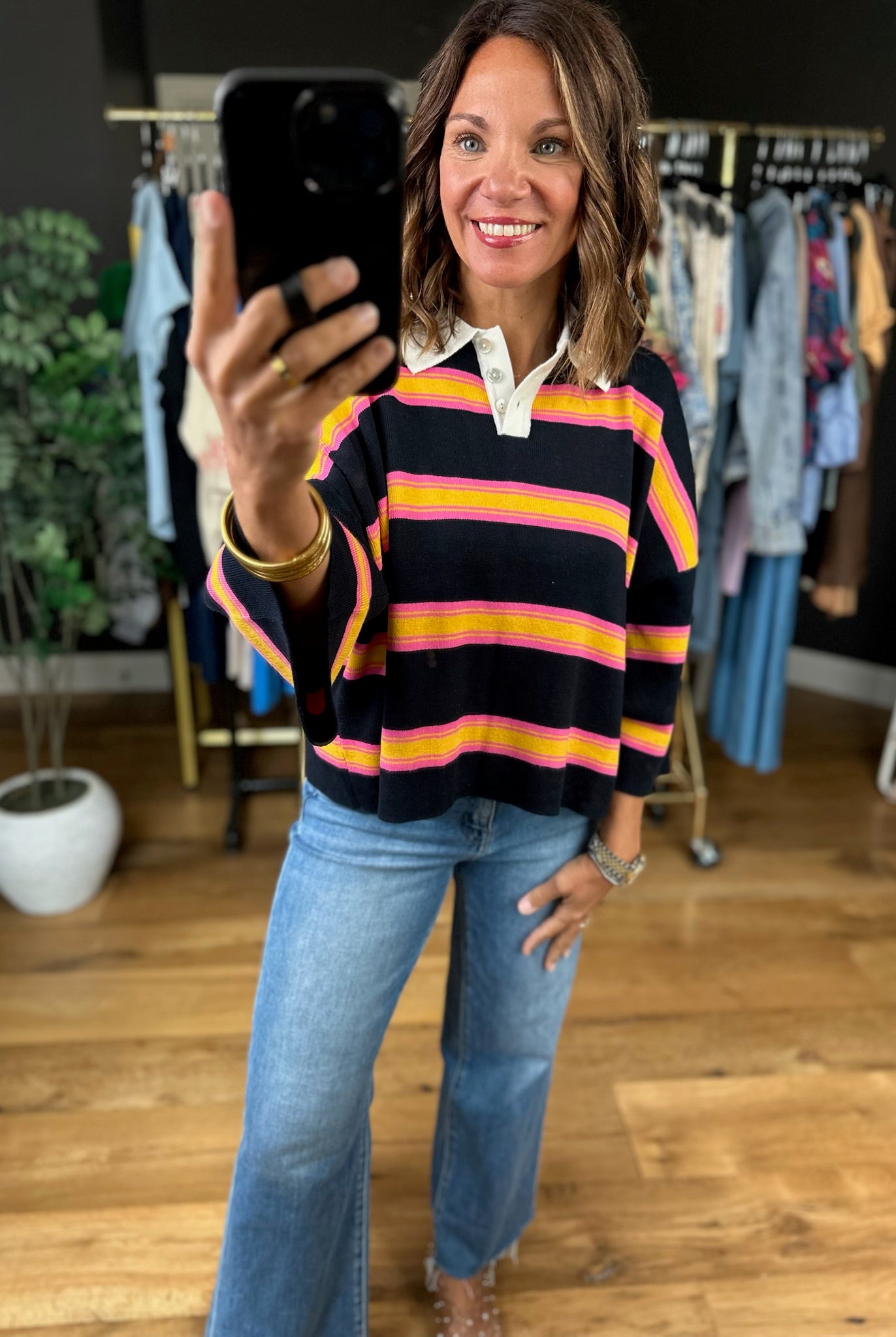 Know The Deal Rugby Polo-Long Sleeves-ee:some-Anna Kaytes Boutique, Women's Fashion Boutique in Grinnell, Iowa