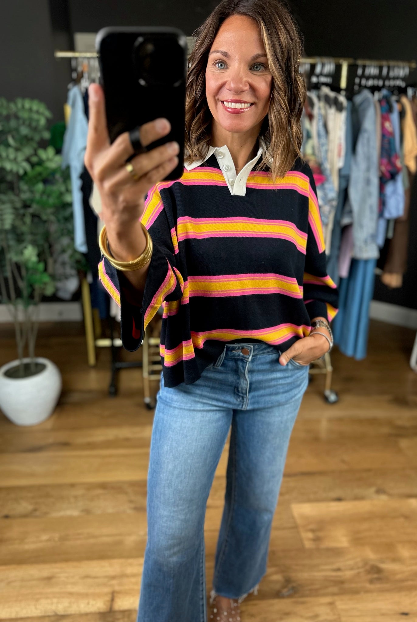 Know The Deal Rugby Polo-Long Sleeves-ee:some-Anna Kaytes Boutique, Women's Fashion Boutique in Grinnell, Iowa