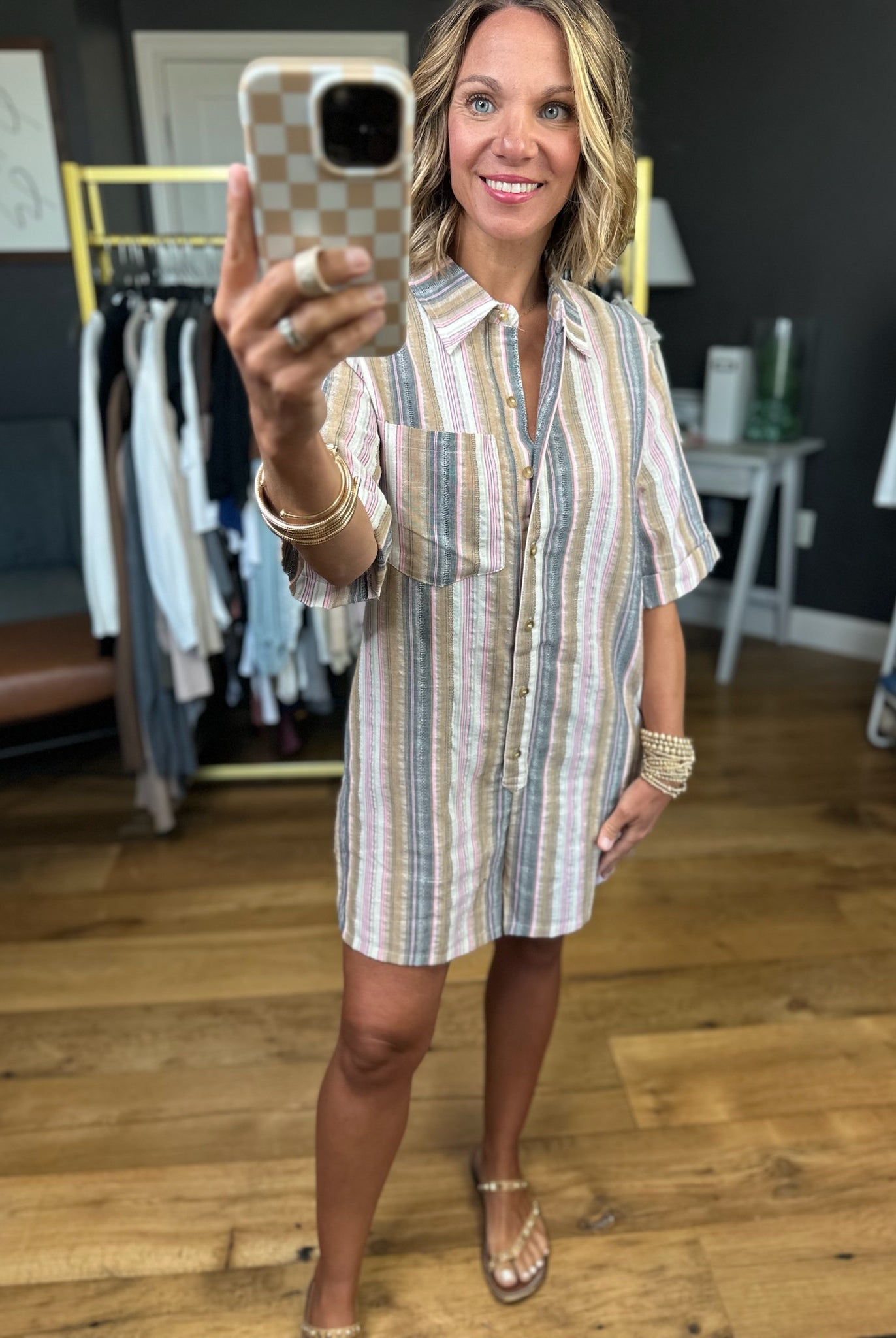 Promise You Striped Pocket Romper - Blush Multi-Wishlist-Anna Kaytes Boutique, Women's Fashion Boutique in Grinnell, Iowa