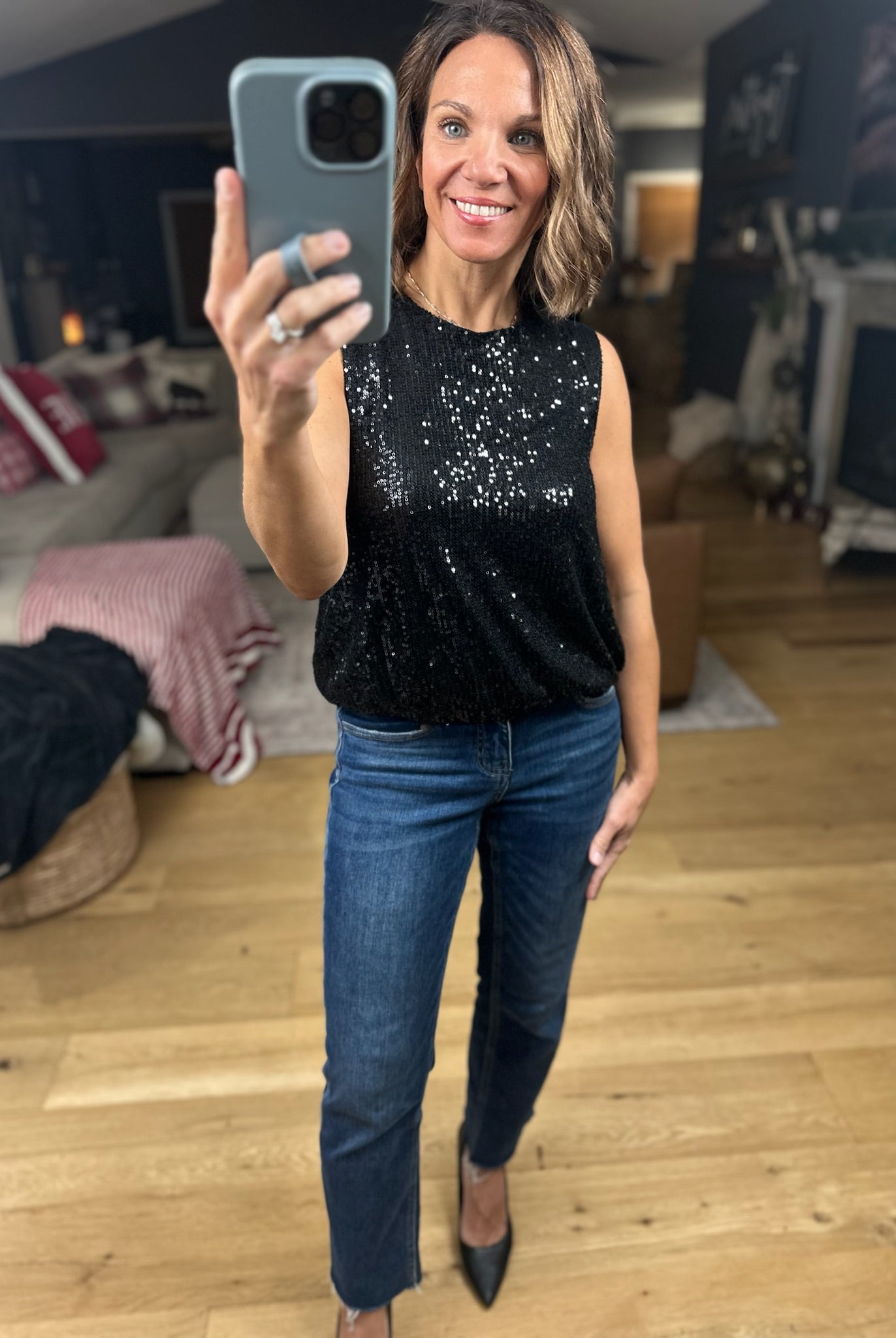 In The Spotlight Sequin Top-Short Sleeves-Saints & Hearts-Anna Kaytes Boutique, Women's Fashion Boutique in Grinnell, Iowa