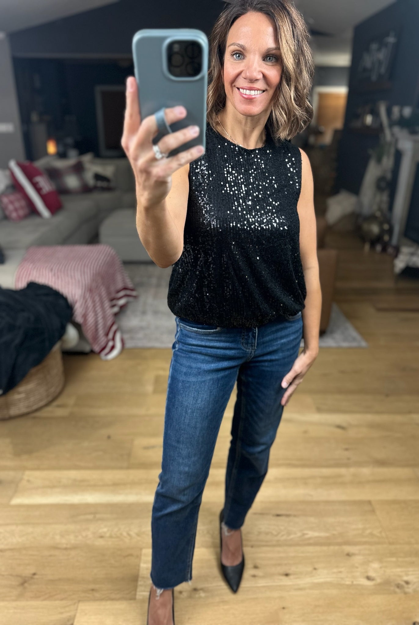 In The Spotlight Sequin Top-Short Sleeves-Saints & Hearts-Anna Kaytes Boutique, Women's Fashion Boutique in Grinnell, Iowa