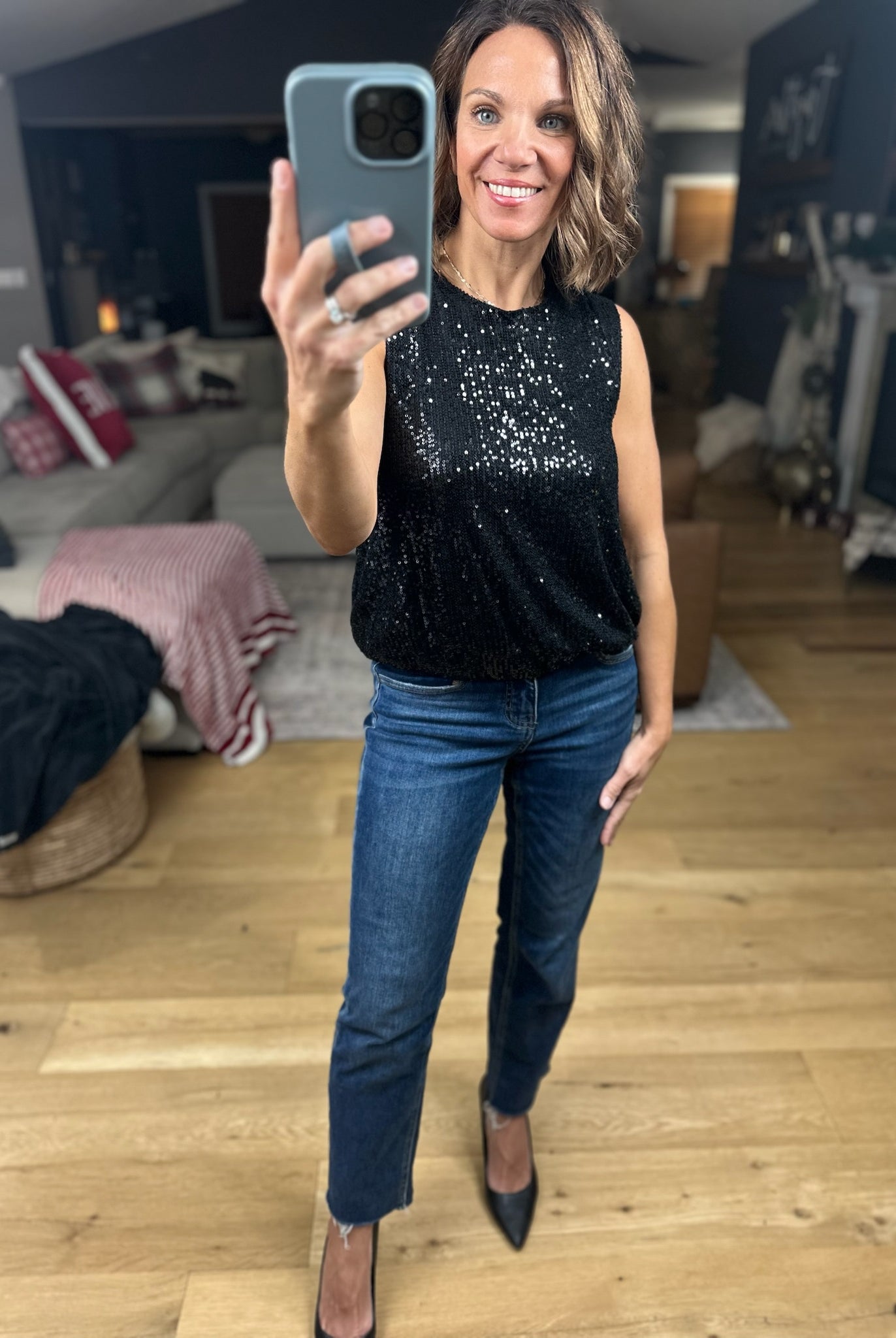 In The Spotlight Sequin Top-Short Sleeves-Saints & Hearts-Anna Kaytes Boutique, Women's Fashion Boutique in Grinnell, Iowa