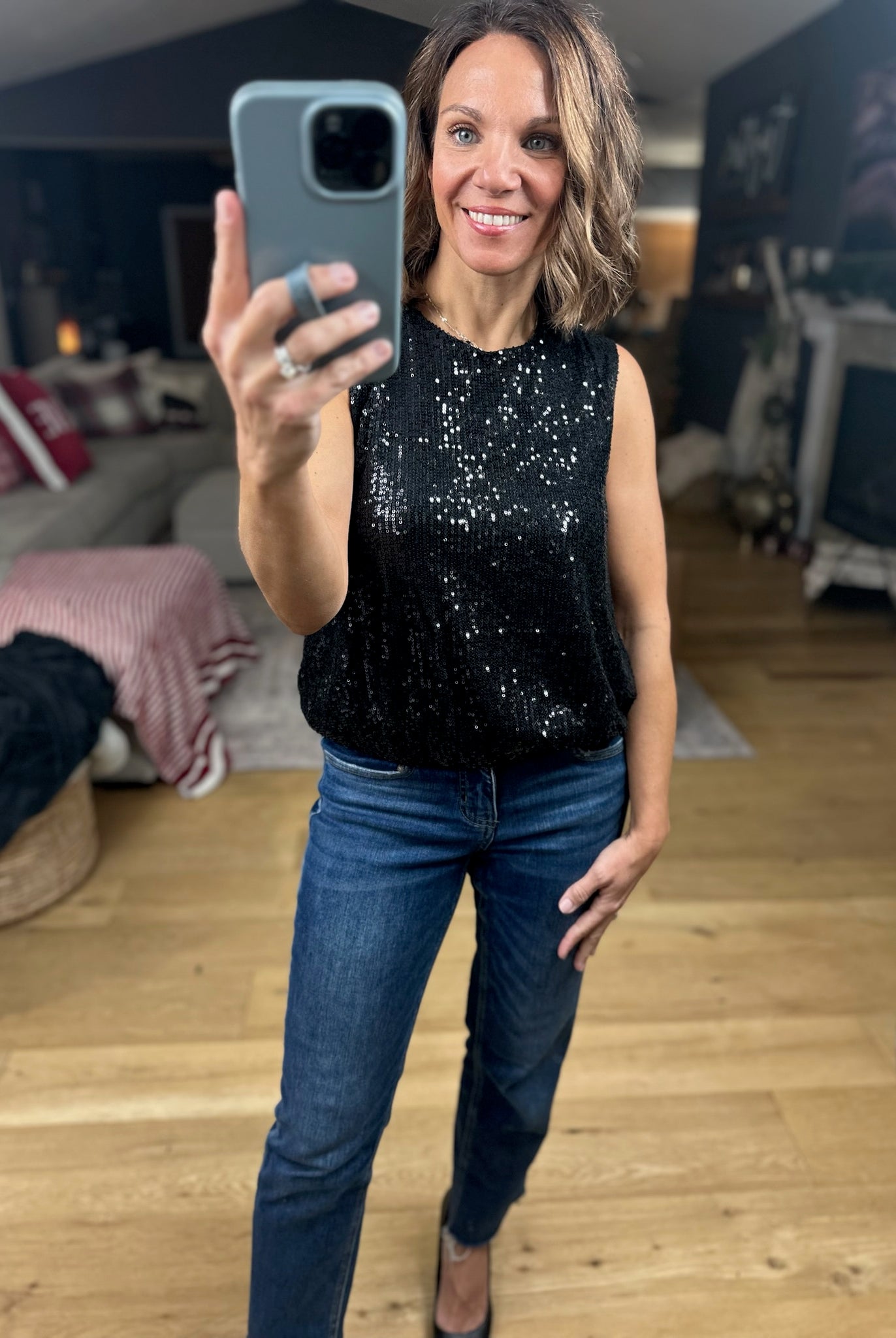 In The Spotlight Sequin Top-Short Sleeves-Saints & Hearts-Anna Kaytes Boutique, Women's Fashion Boutique in Grinnell, Iowa