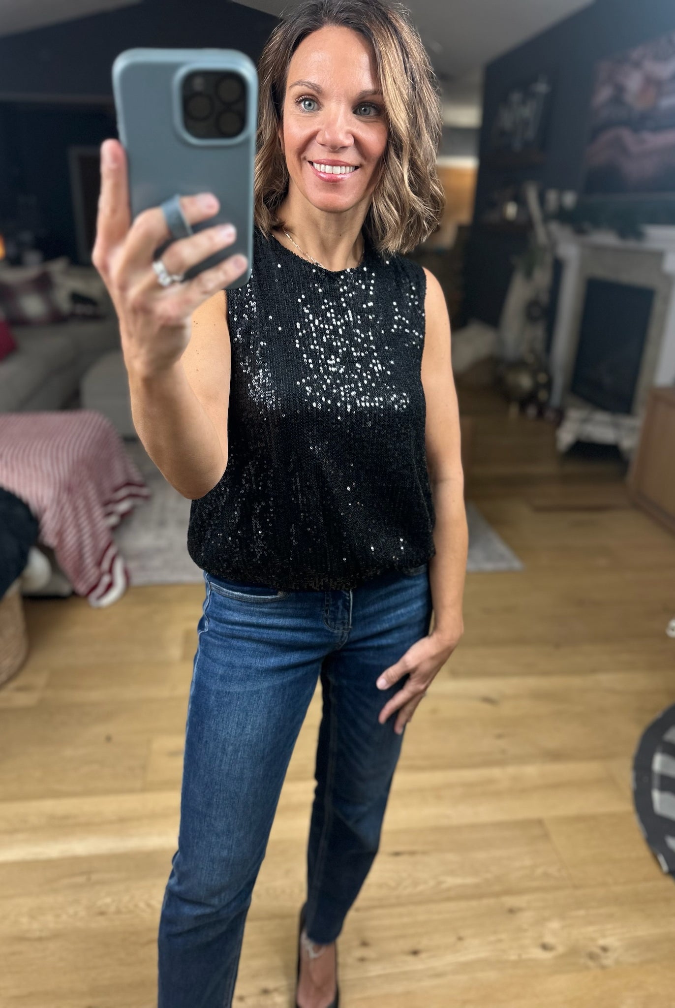 In The Spotlight Sequin Top-Short Sleeves-Saints & Hearts-Anna Kaytes Boutique, Women's Fashion Boutique in Grinnell, Iowa