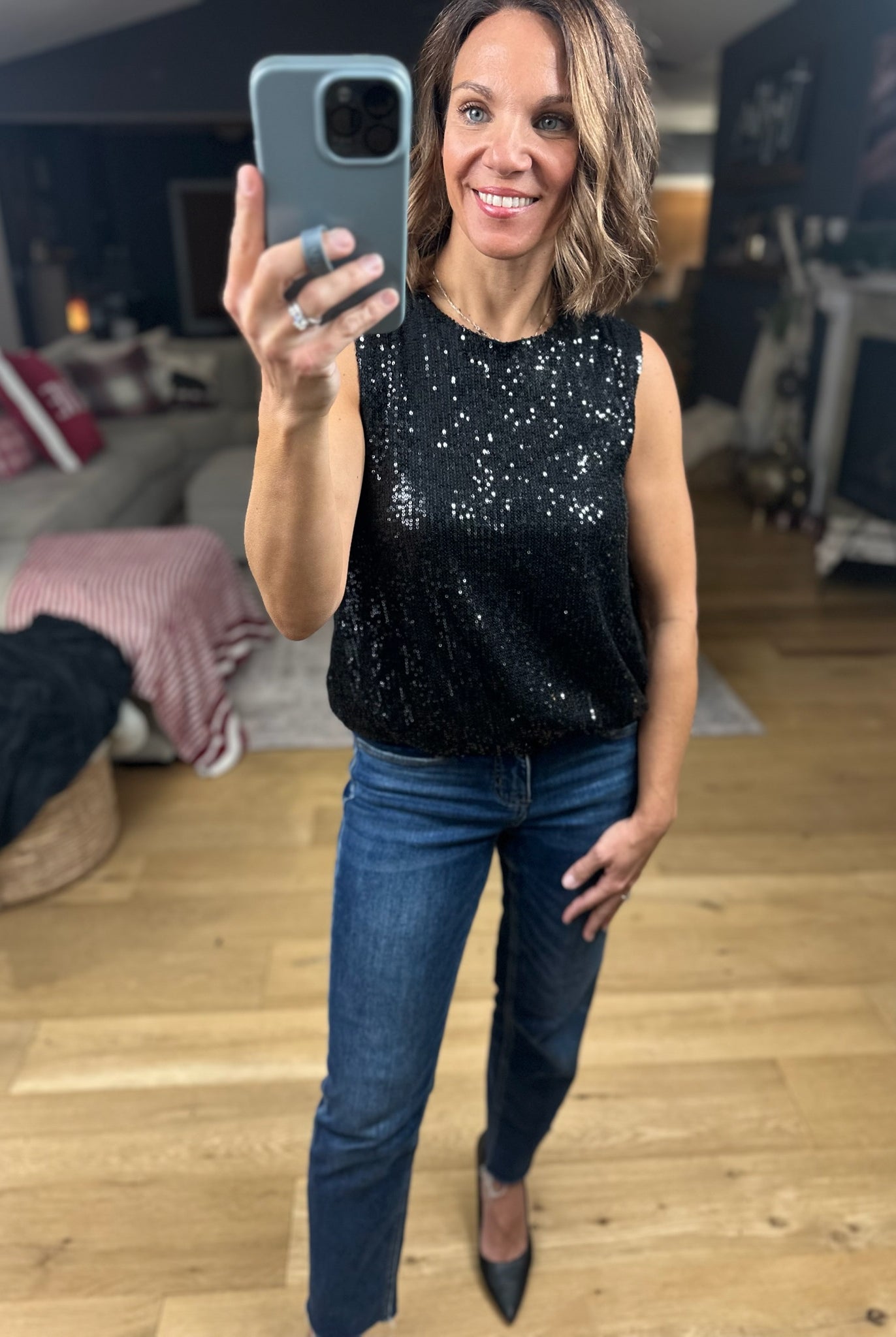 In The Spotlight Sequin Top-Short Sleeves-Saints & Hearts-Anna Kaytes Boutique, Women's Fashion Boutique in Grinnell, Iowa