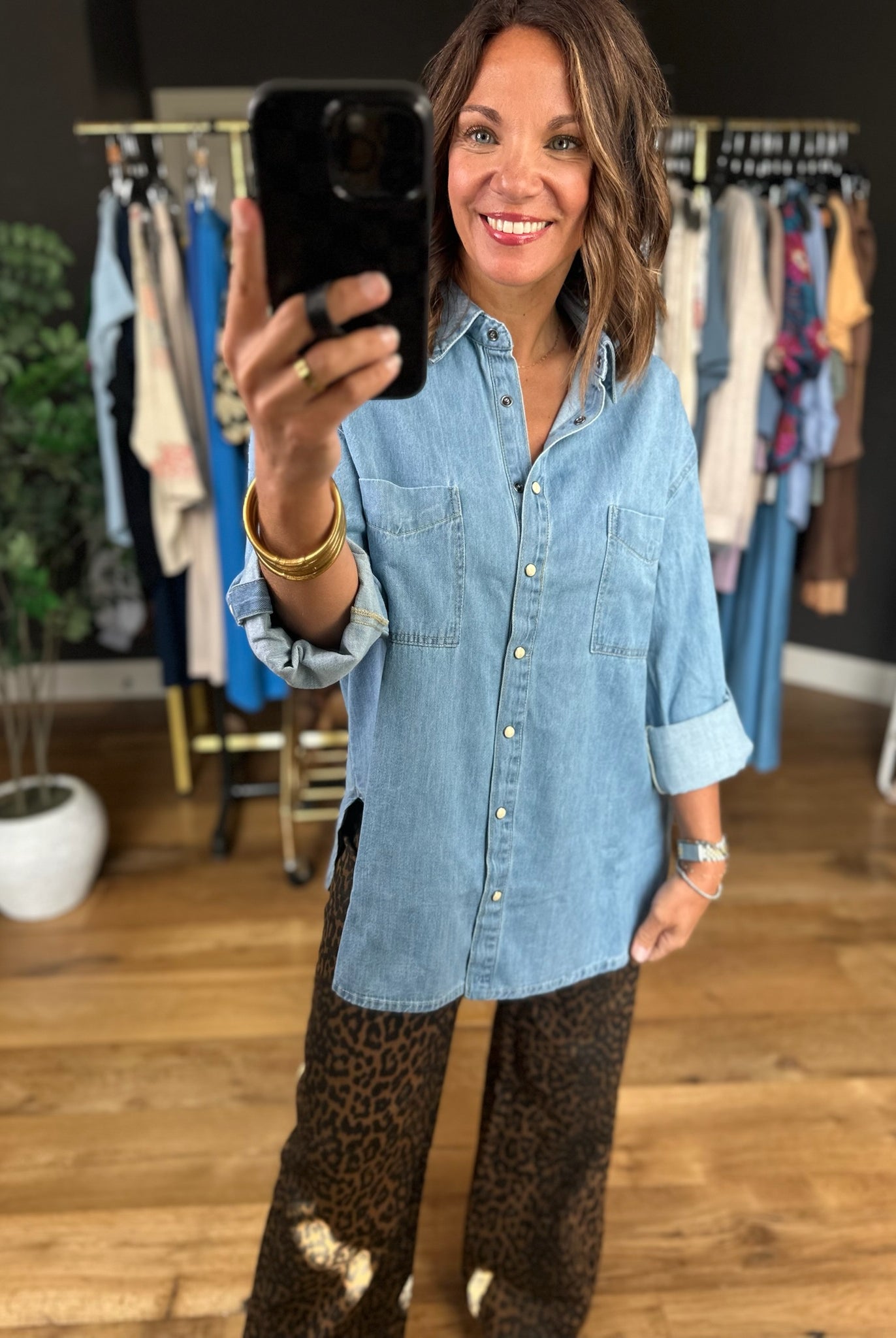 The Real Winner Button-Down Top-Long Sleeves-Blu Pepper-Anna Kaytes Boutique, Women's Fashion Boutique in Grinnell, Iowa