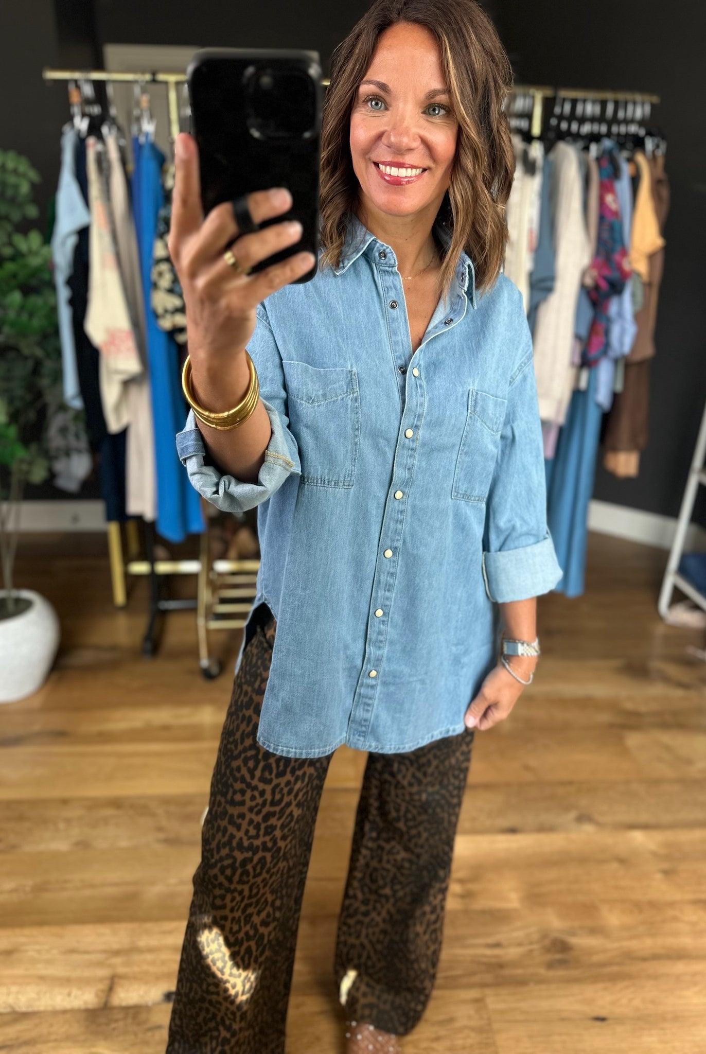 The Real Winner Button-Down Top-Long Sleeves-Blu Pepper-Anna Kaytes Boutique, Women's Fashion Boutique in Grinnell, Iowa