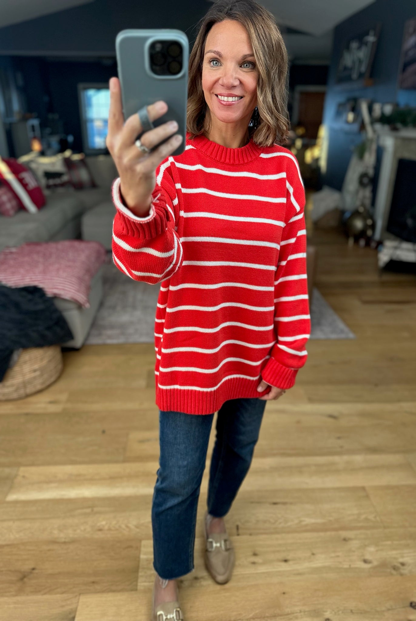 In The Right Place Striped Sweater - Chili-Sweaters-Wishlist-Anna Kaytes Boutique, Women's Fashion Boutique in Grinnell, Iowa