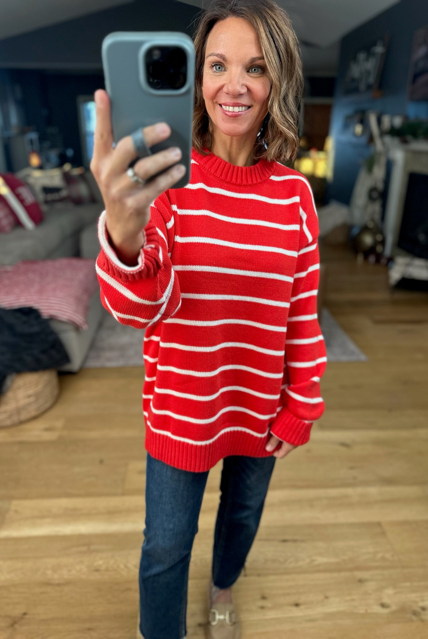 In The Right Place Striped Sweater - Chili-Sweaters-Wishlist-Anna Kaytes Boutique, Women's Fashion Boutique in Grinnell, Iowa