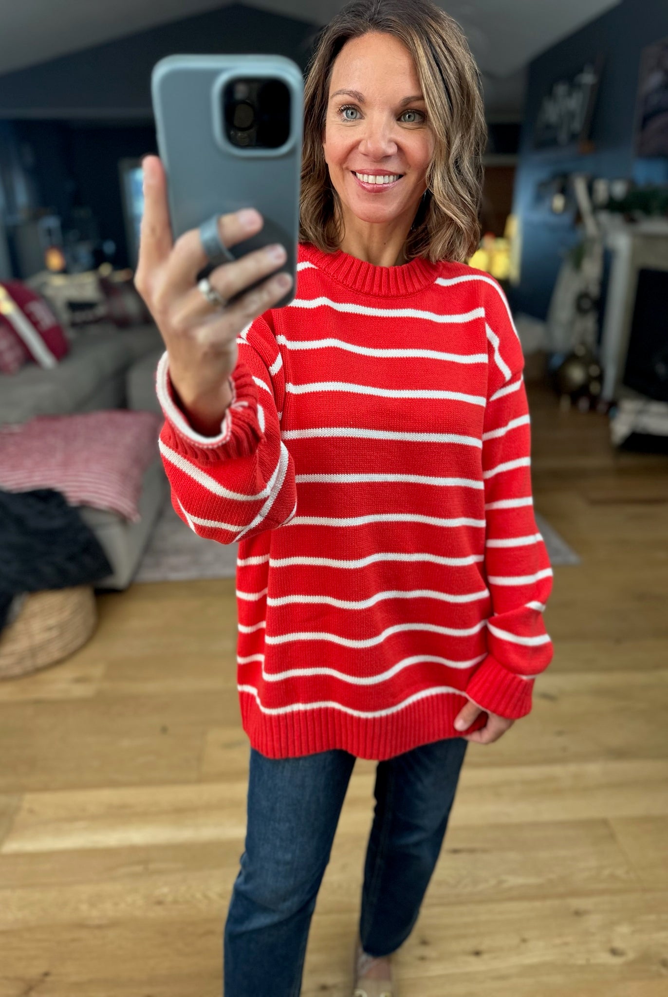 In The Right Place Striped Sweater - Chili-Sweaters-Wishlist-Anna Kaytes Boutique, Women's Fashion Boutique in Grinnell, Iowa