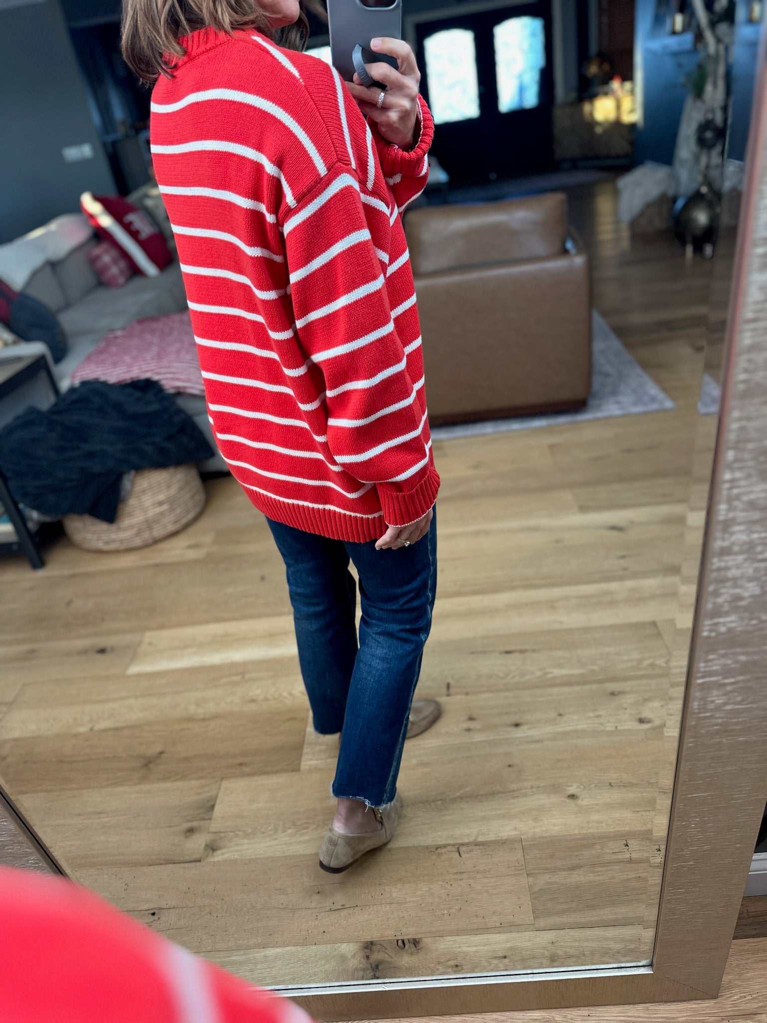 In The Right Place Striped Sweater - Chili-Sweaters-Wishlist-Anna Kaytes Boutique, Women's Fashion Boutique in Grinnell, Iowa