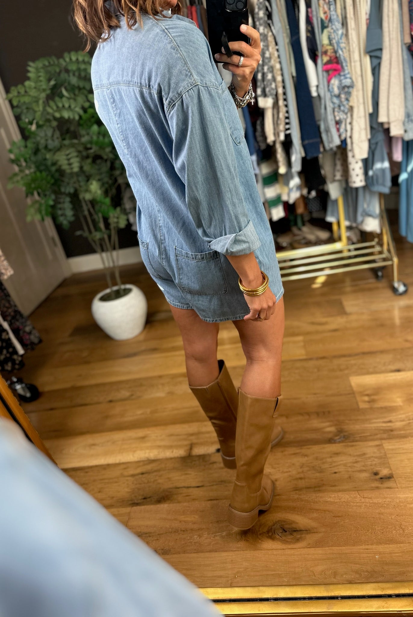 Need You Around Denim Romper-Rompers-ee:some-Anna Kaytes Boutique, Women's Fashion Boutique in Grinnell, Iowa