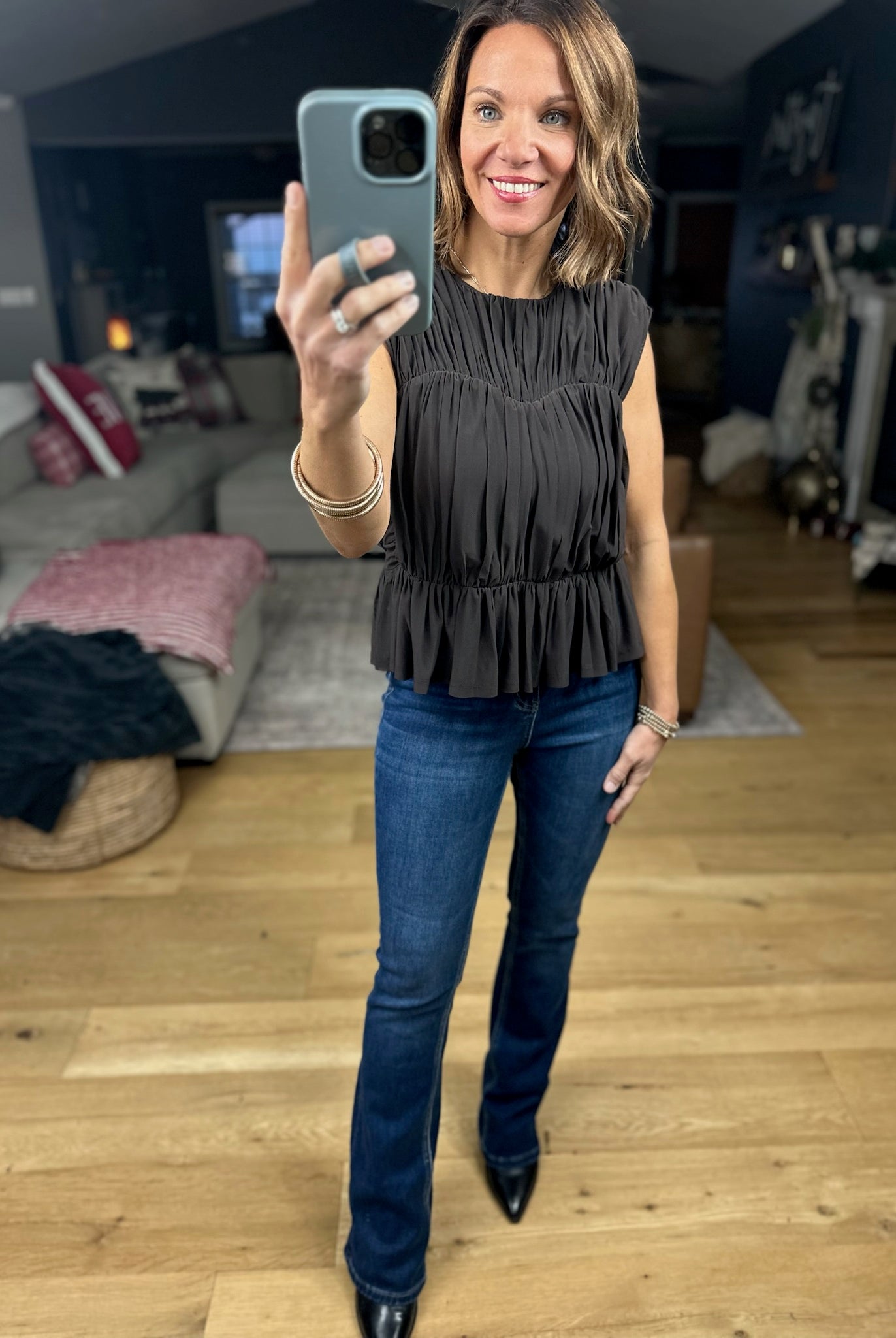 Kind Of Like This Tiered Peplum Top-Short Sleeves-Doe & Rae-Anna Kaytes Boutique, Women's Fashion Boutique in Grinnell, Iowa