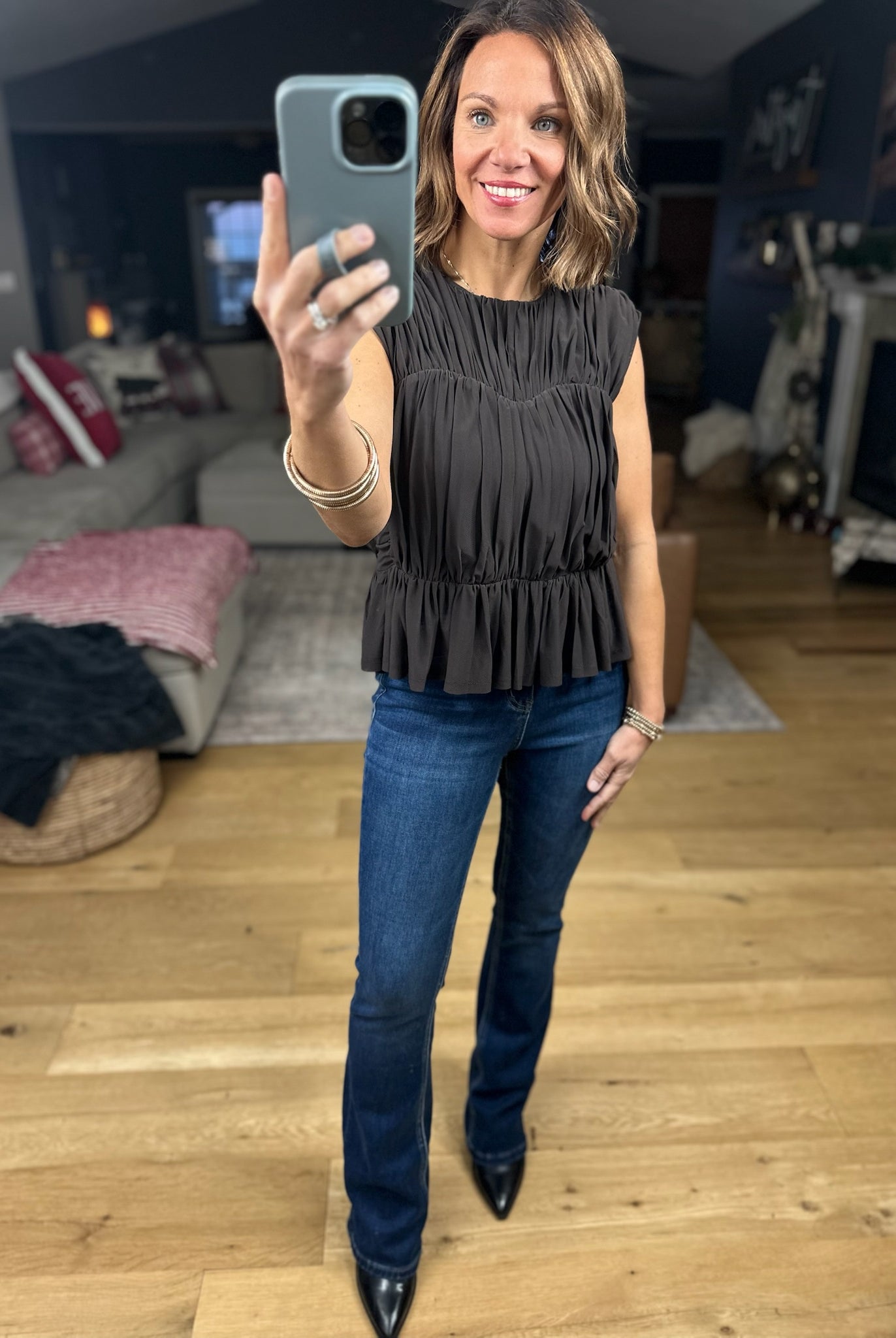 Kind Of Like This Tiered Peplum Top-Short Sleeves-Doe & Rae-Anna Kaytes Boutique, Women's Fashion Boutique in Grinnell, Iowa