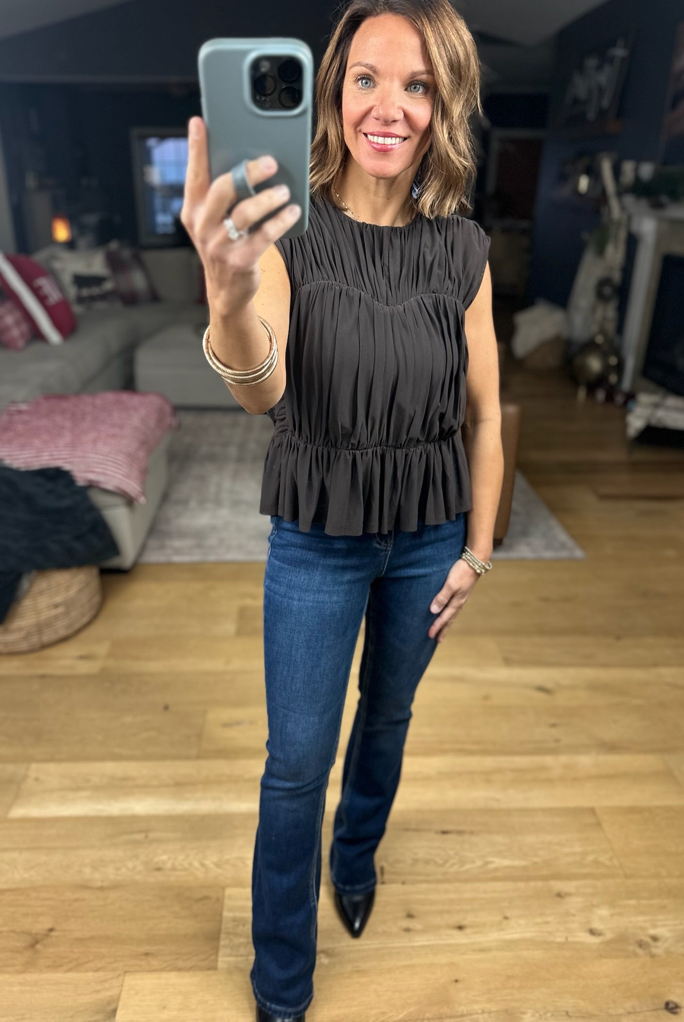 Kind Of Like This Tiered Peplum Top-Short Sleeves-Doe & Rae-Anna Kaytes Boutique, Women's Fashion Boutique in Grinnell, Iowa