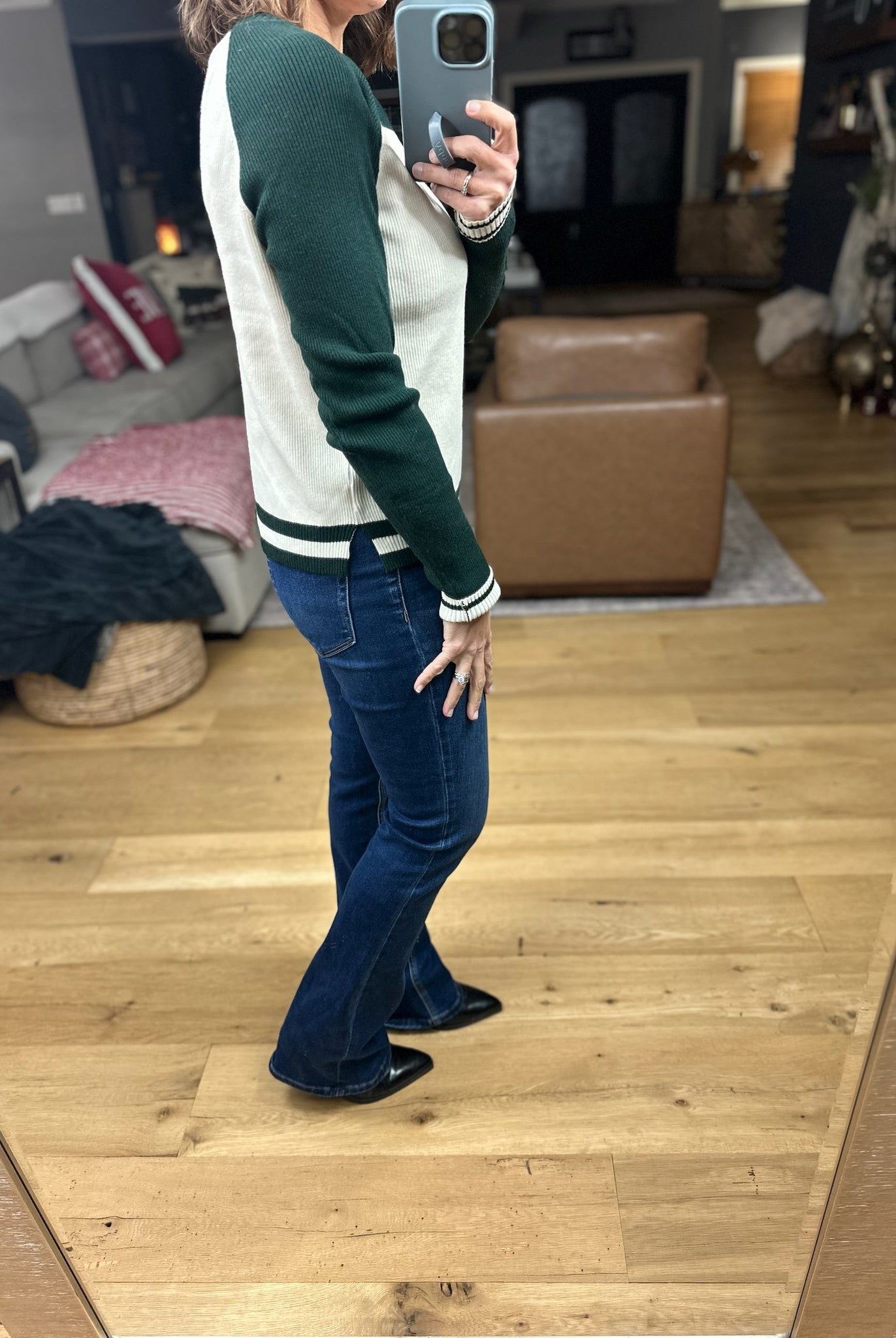 Stick With You Varsity Crewneck Sweater-Sweaters-Skies Are Blue-Anna Kaytes Boutique, Women's Fashion Boutique in Grinnell, Iowa