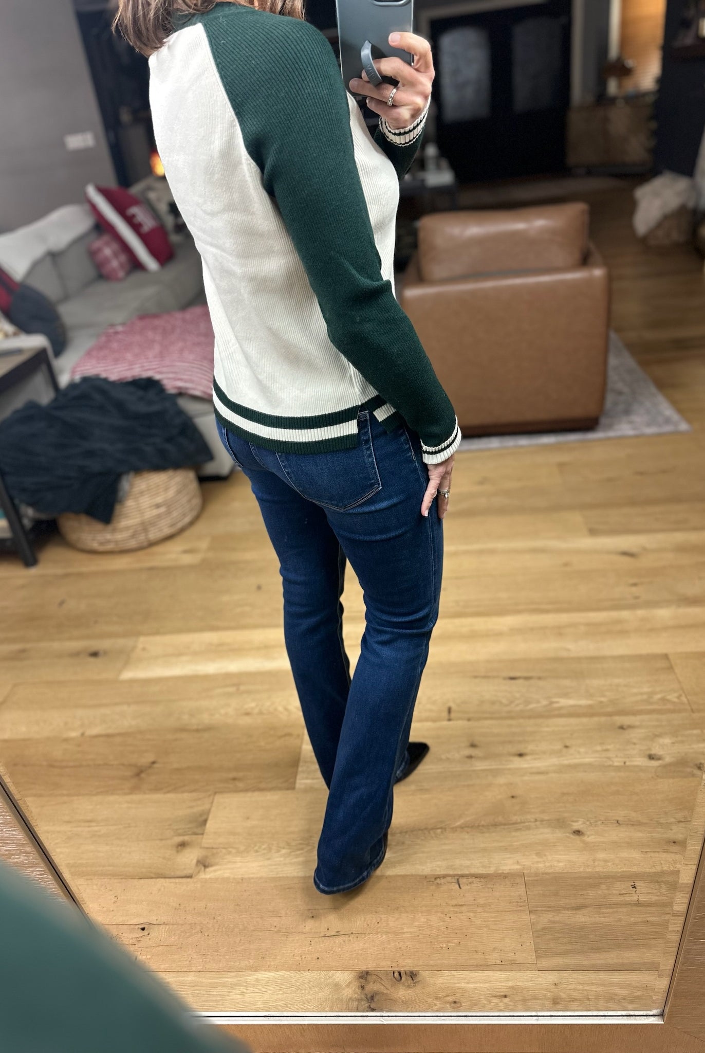 Stick With You Varsity Crewneck Sweater-Sweaters-Skies Are Blue-Anna Kaytes Boutique, Women's Fashion Boutique in Grinnell, Iowa