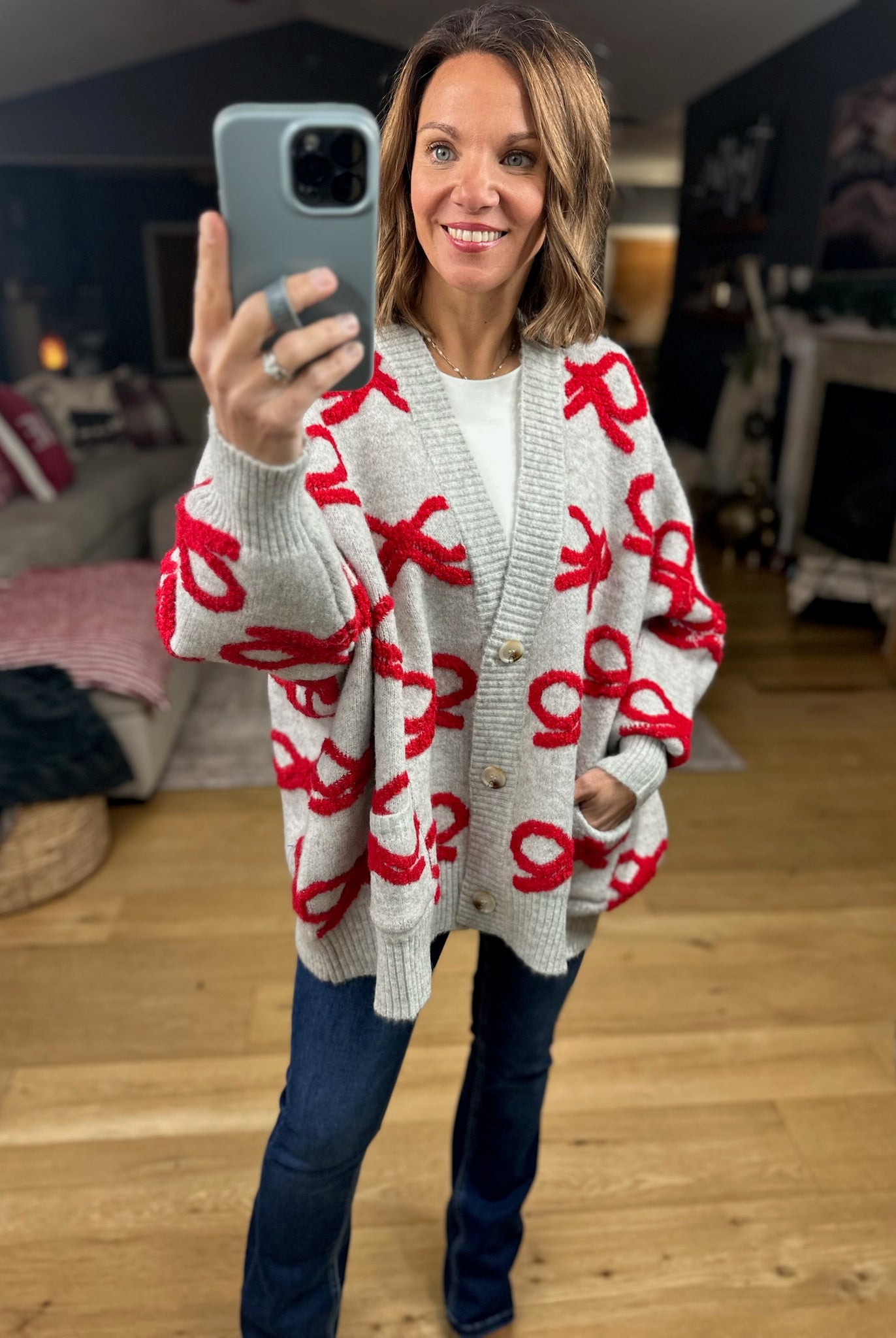 Tied With Love Bow-Detail Cardigan-Sweaters-Bucketlist-Anna Kaytes Boutique, Women's Fashion Boutique in Grinnell, Iowa