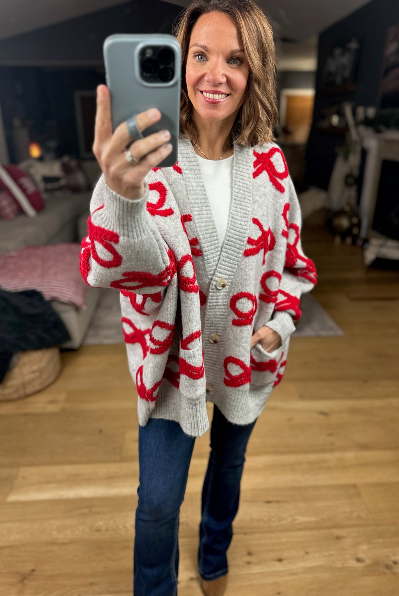 Tied With Love Bow-Detail Cardigan-Sweaters-Bucketlist-Anna Kaytes Boutique, Women's Fashion Boutique in Grinnell, Iowa