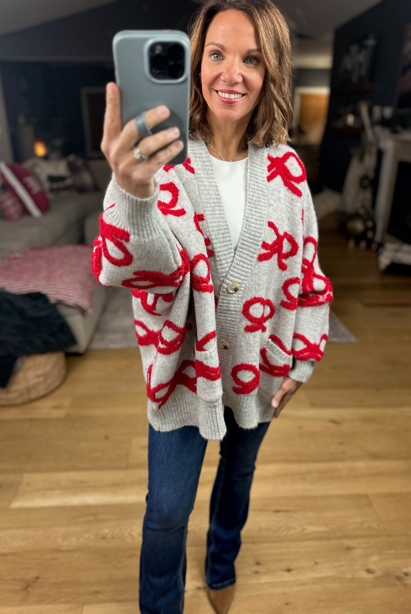 Tied With Love Bow-Detail Cardigan-Sweaters-Bucketlist-Anna Kaytes Boutique, Women's Fashion Boutique in Grinnell, Iowa