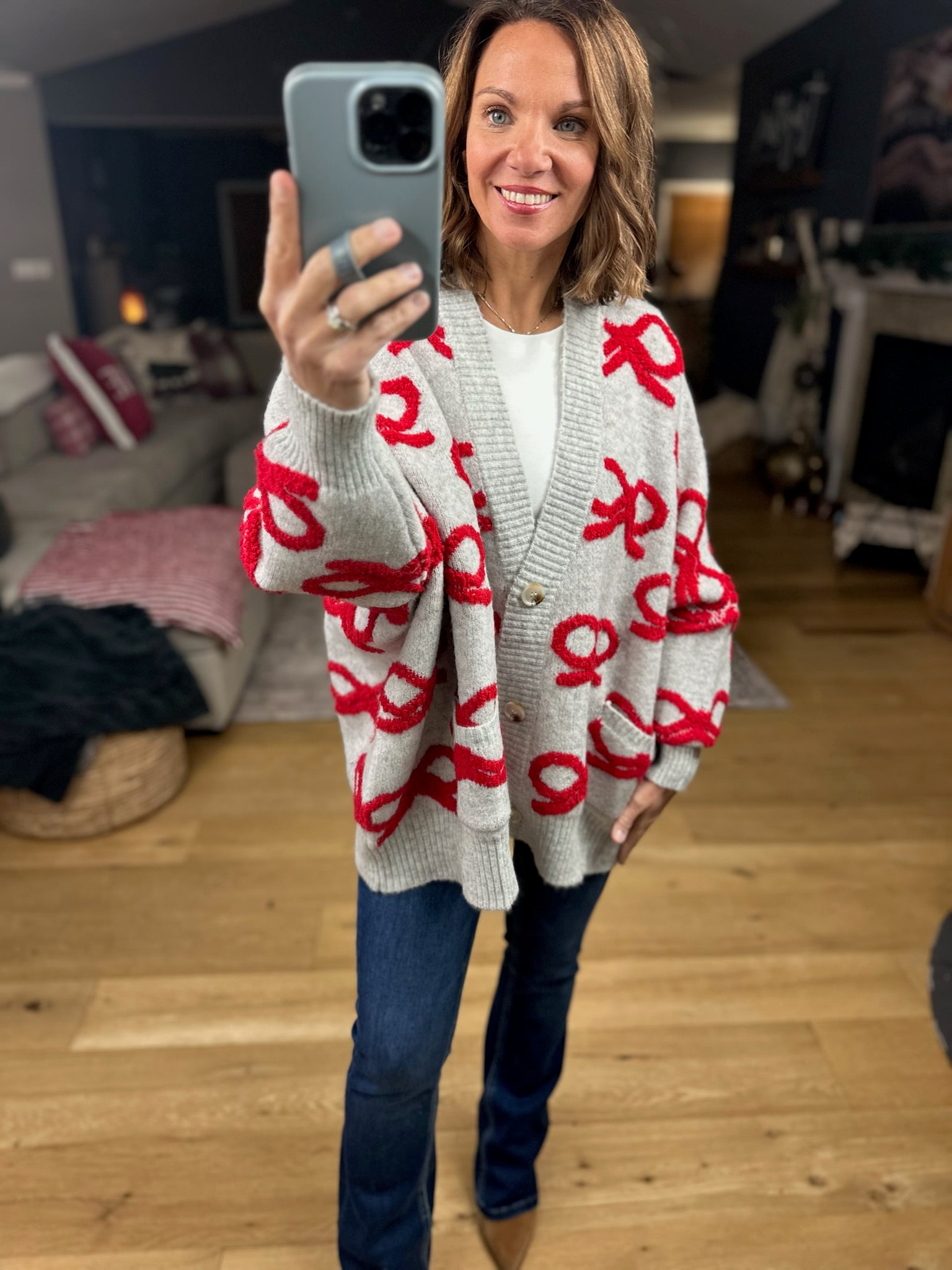 Tied With Love Bow-Detail Cardigan-Sweaters-Bucketlist-Anna Kaytes Boutique, Women's Fashion Boutique in Grinnell, Iowa