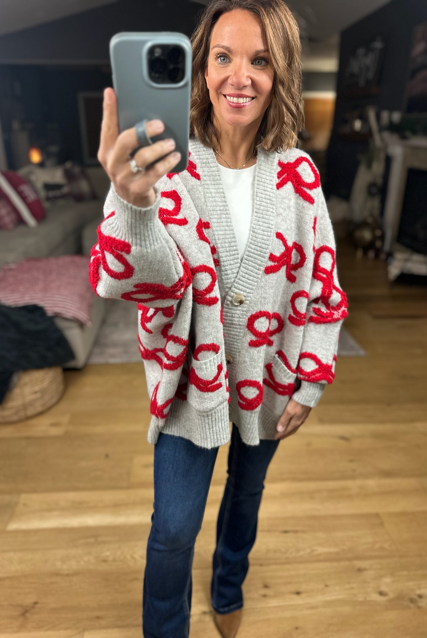 Tied With Love Bow-Detail Cardigan-Sweaters-Bucketlist-Anna Kaytes Boutique, Women's Fashion Boutique in Grinnell, Iowa