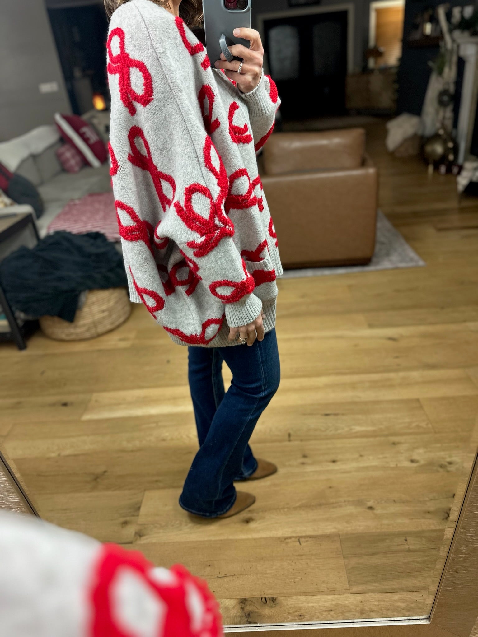 Tied With Love Bow-Detail Cardigan-Sweaters-Bucketlist-Anna Kaytes Boutique, Women's Fashion Boutique in Grinnell, Iowa