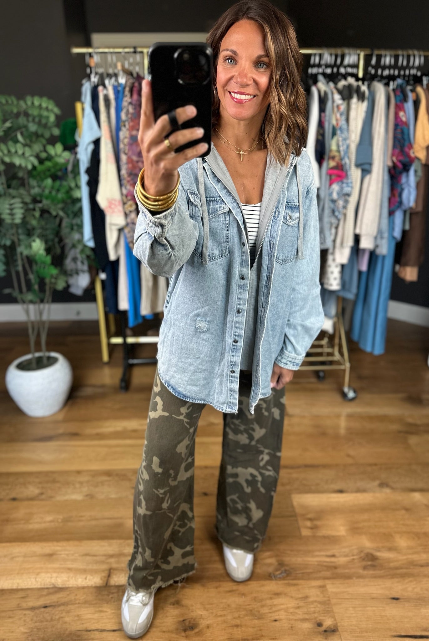 Do It All Denim Hoodie Jacket-Jackets-Risen-Anna Kaytes Boutique, Women's Fashion Boutique in Grinnell, Iowa