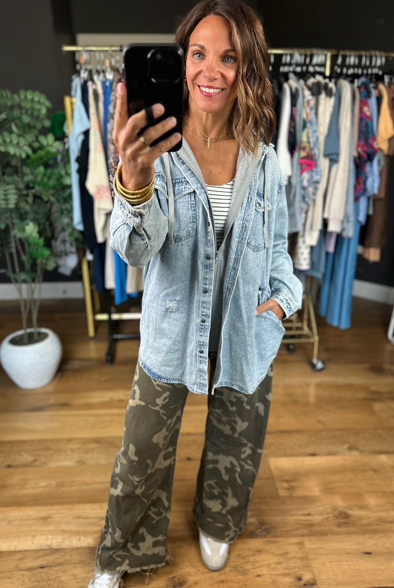 Do It All Denim Hoodie Jacket-Jackets-Risen-Anna Kaytes Boutique, Women's Fashion Boutique in Grinnell, Iowa