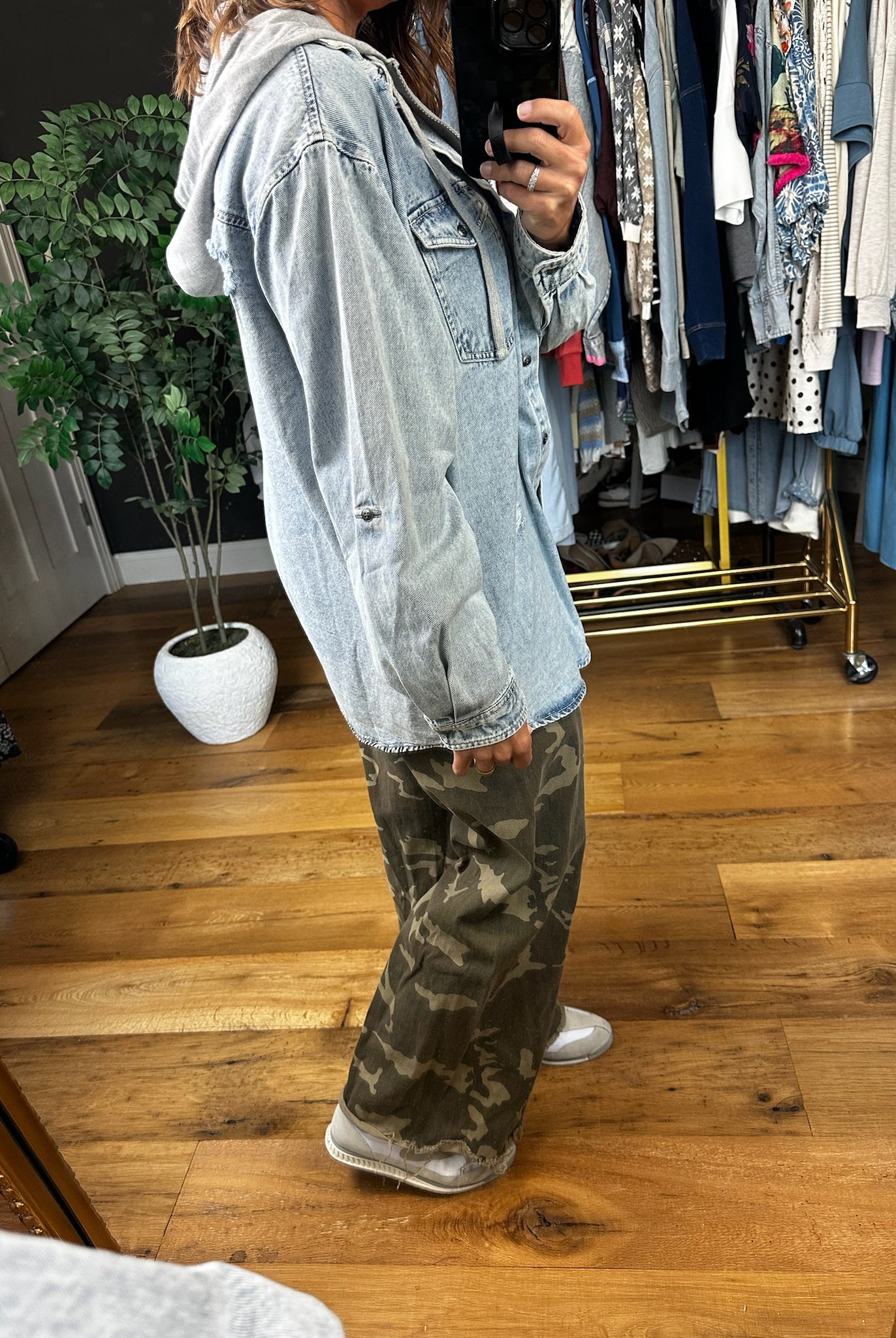 Do It All Denim Hoodie Jacket-Jackets-Risen-Anna Kaytes Boutique, Women's Fashion Boutique in Grinnell, Iowa