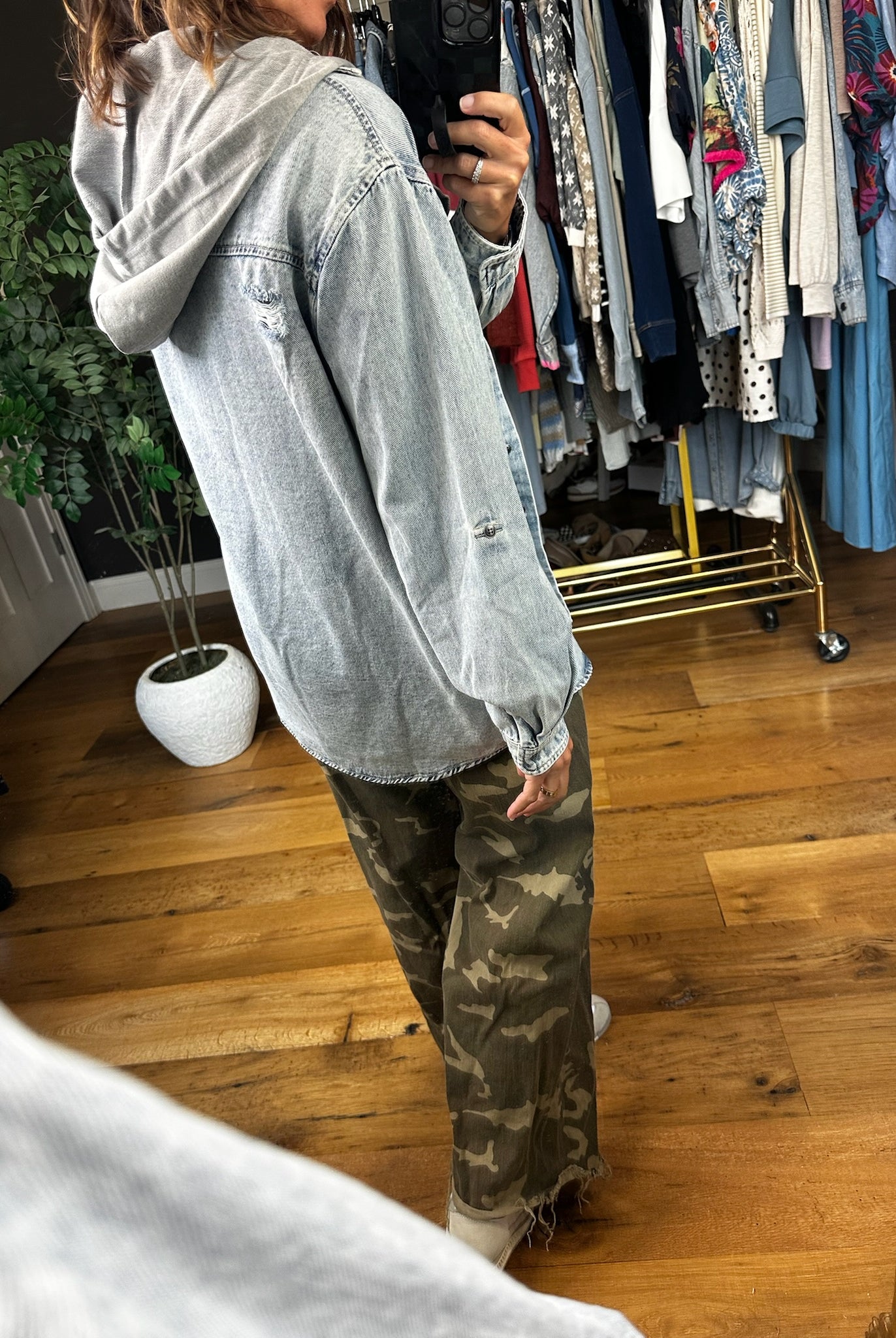 Do It All Denim Hoodie Jacket-Jackets-Risen-Anna Kaytes Boutique, Women's Fashion Boutique in Grinnell, Iowa