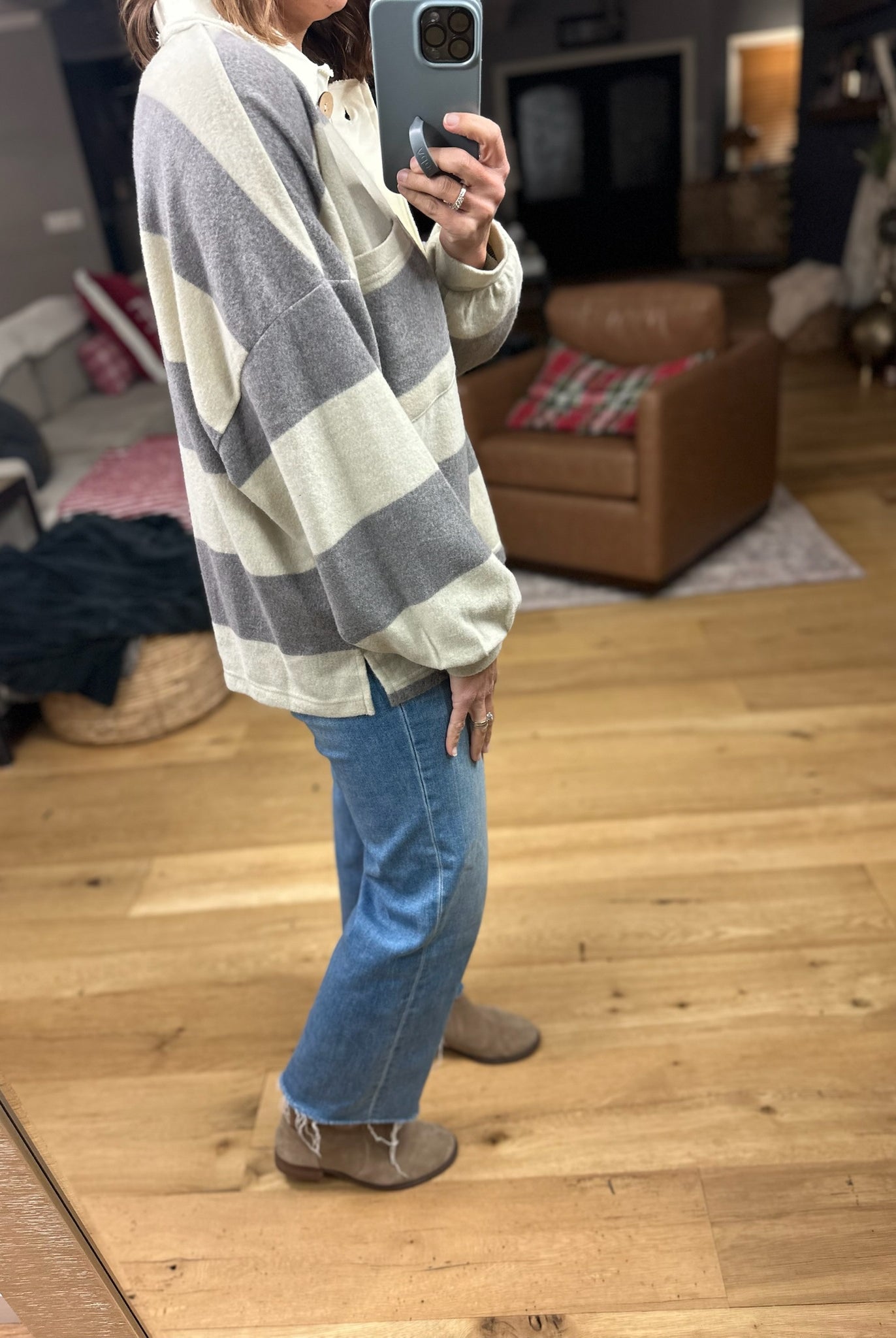 Got It All Rugby Sweater-Sweaters-Blu Pepper-Anna Kaytes Boutique, Women's Fashion Boutique in Grinnell, Iowa