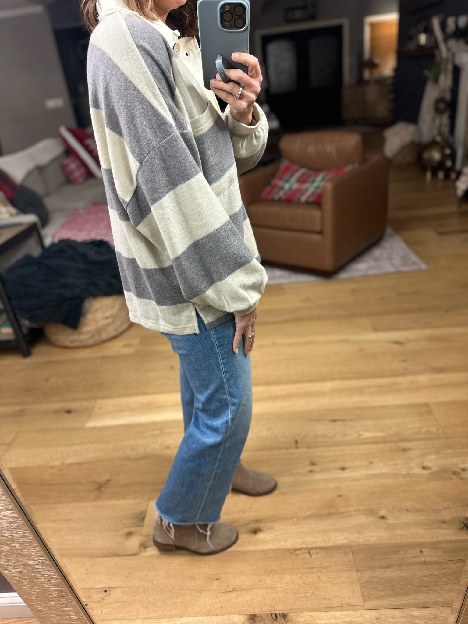 Got It All Rugby Sweater-Sweaters-Blu Pepper-Anna Kaytes Boutique, Women's Fashion Boutique in Grinnell, Iowa