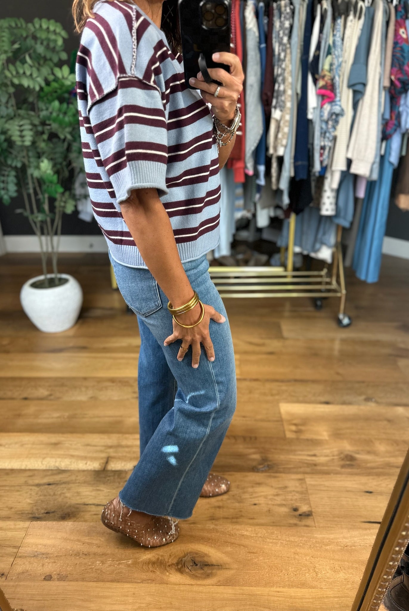 A Little Later Striped Knit-Sweaters-ee:some-Anna Kaytes Boutique, Women's Fashion Boutique in Grinnell, Iowa