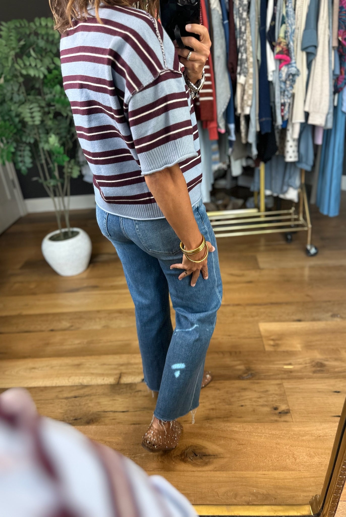 A Little Later Striped Knit-Sweaters-ee:some-Anna Kaytes Boutique, Women's Fashion Boutique in Grinnell, Iowa