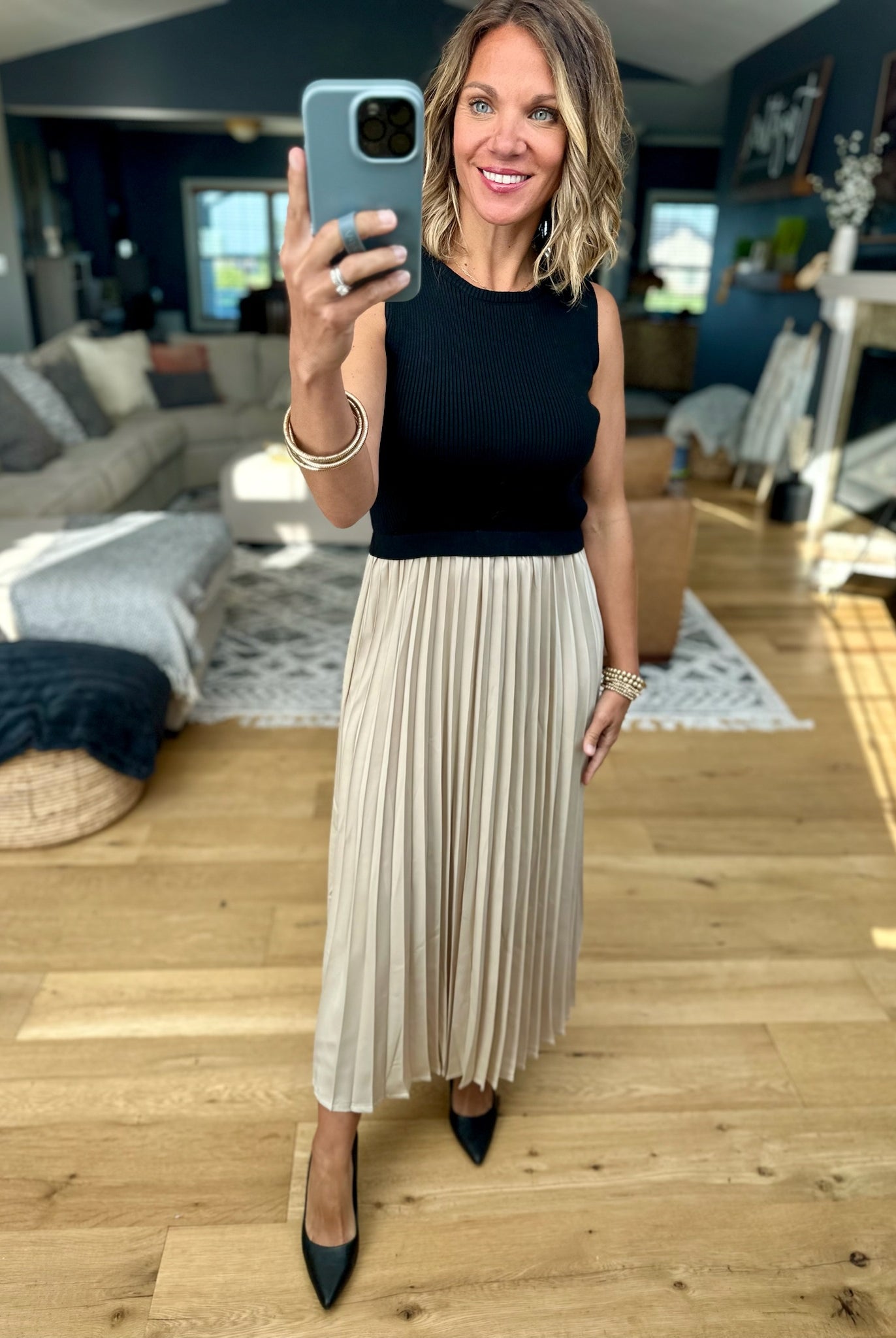 The Power Of Chic Pleated Midi Dress-Wishlist-Anna Kaytes Boutique, Women's Fashion Boutique in Grinnell, Iowa