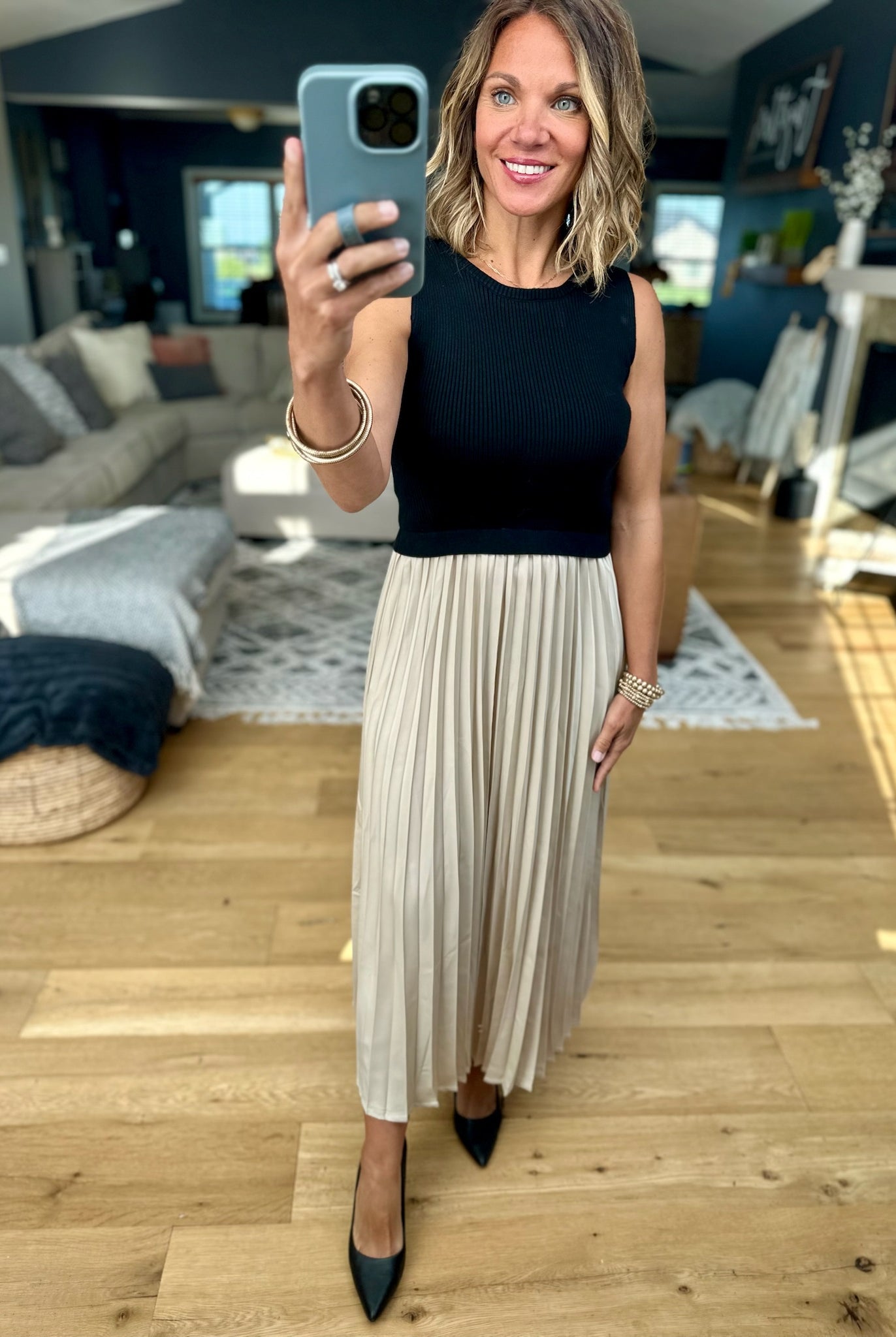 The Power Of Chic Pleated Midi Dress-Wishlist-Anna Kaytes Boutique, Women's Fashion Boutique in Grinnell, Iowa