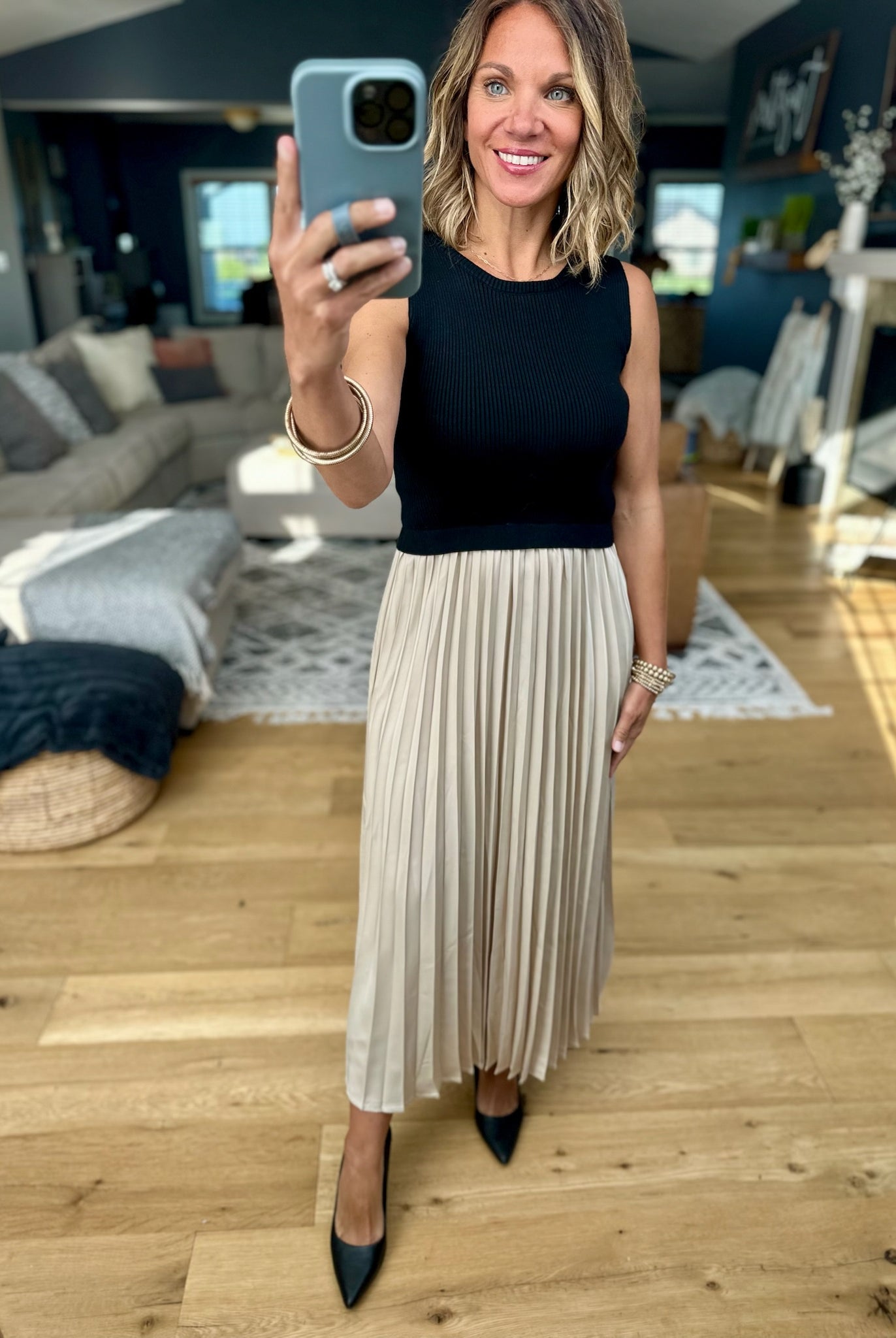 The Power Of Chic Pleated Midi Dress-Wishlist-Anna Kaytes Boutique, Women's Fashion Boutique in Grinnell, Iowa