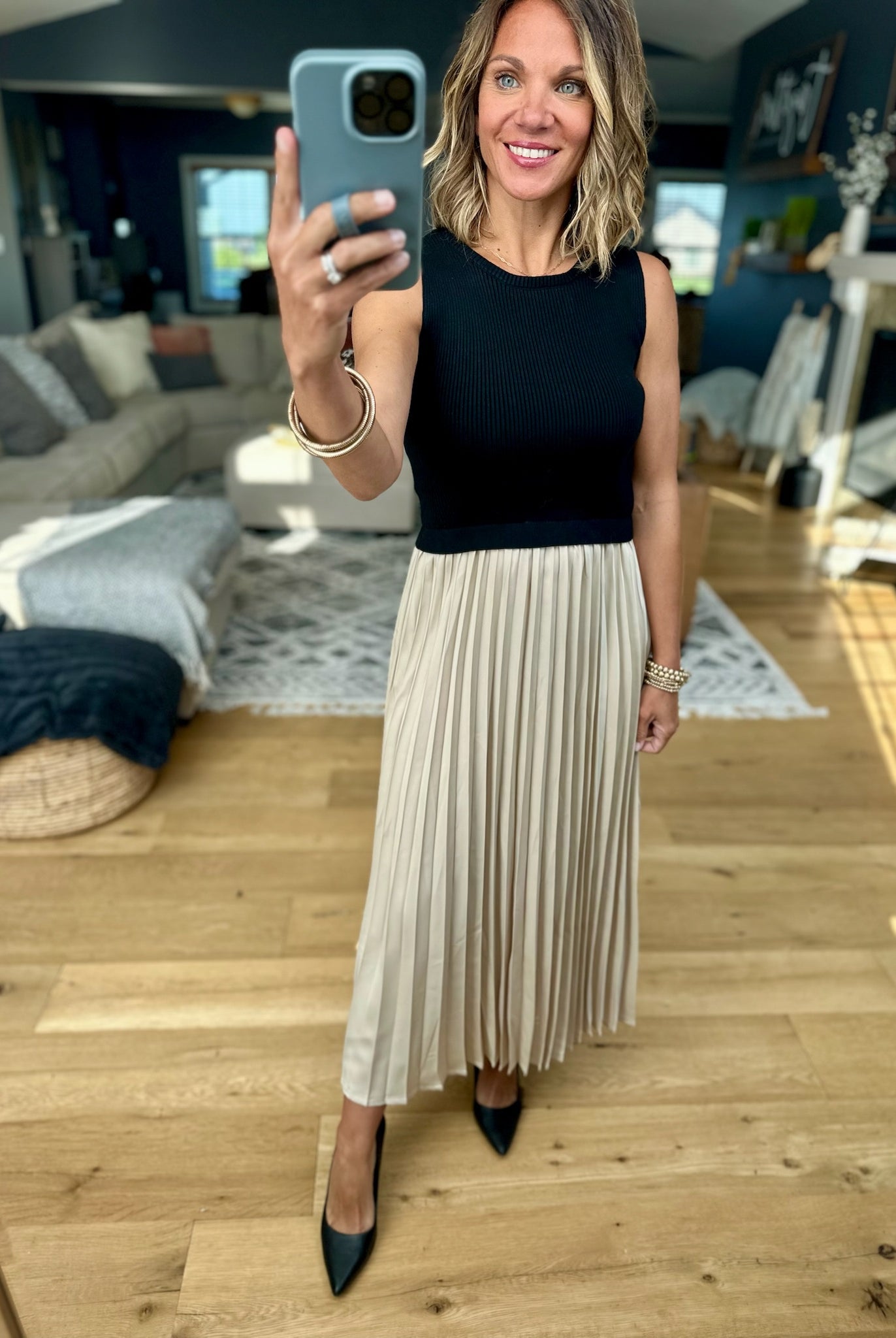 The Power Of Chic Pleated Midi Dress-Wishlist-Anna Kaytes Boutique, Women's Fashion Boutique in Grinnell, Iowa