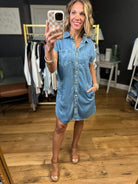 Say No More Button-Down Dress - Denim-Blu Pepper-Anna Kaytes Boutique, Women's Fashion Boutique in Grinnell, Iowa