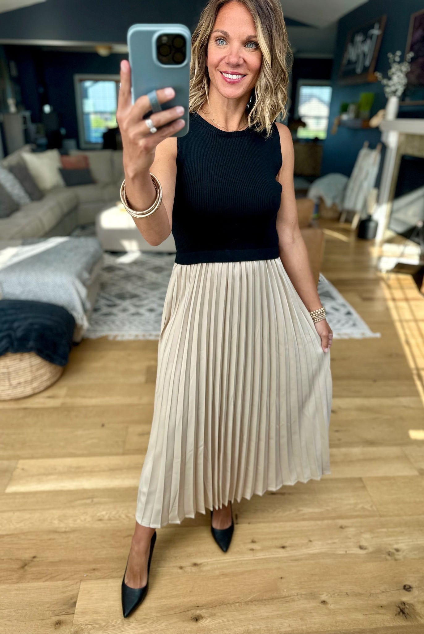 The Power Of Chic Pleated Midi Dress-Wishlist-Anna Kaytes Boutique, Women's Fashion Boutique in Grinnell, Iowa