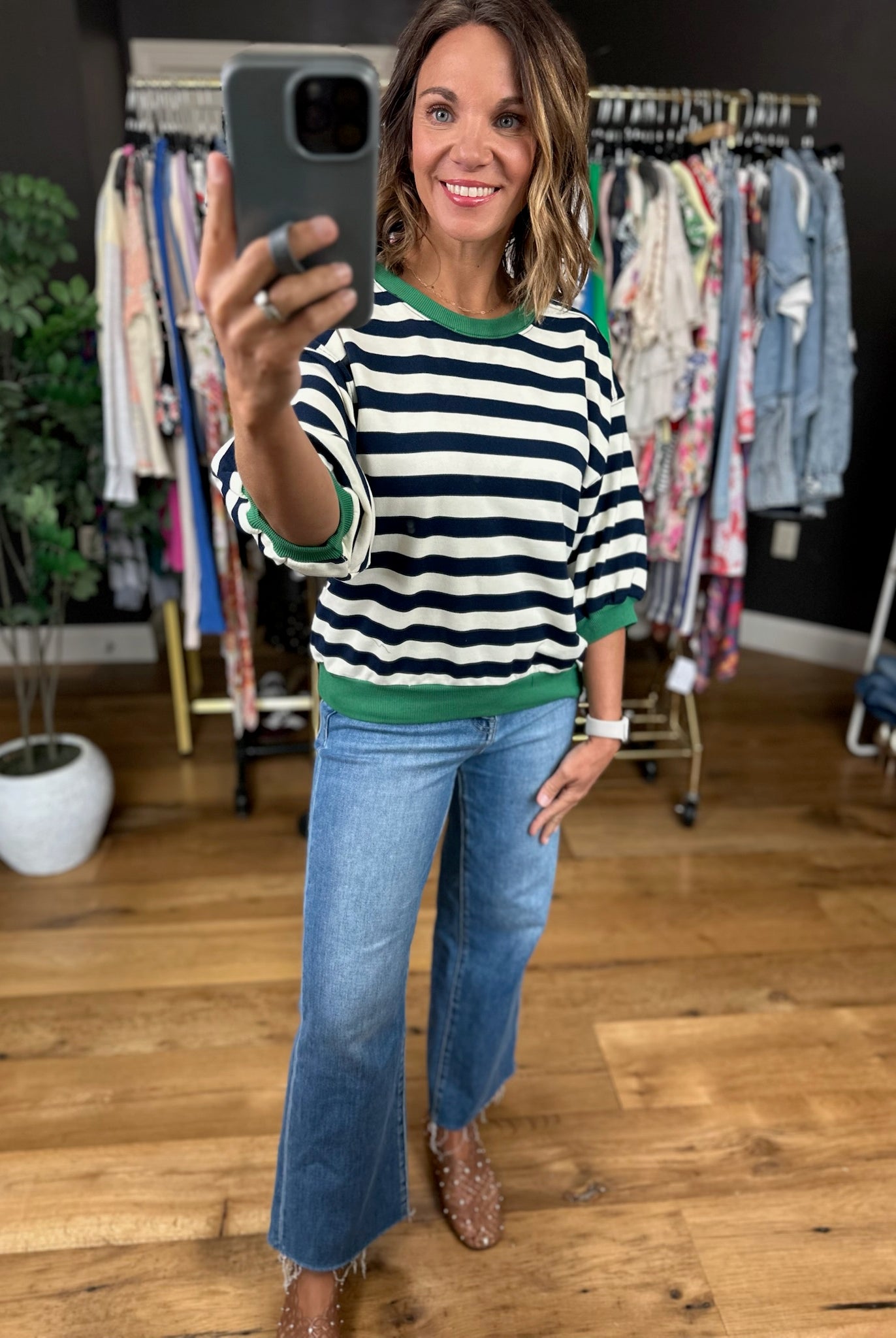 The Right Move Striped Top-Short Sleeves-Glam-Anna Kaytes Boutique, Women's Fashion Boutique in Grinnell, Iowa